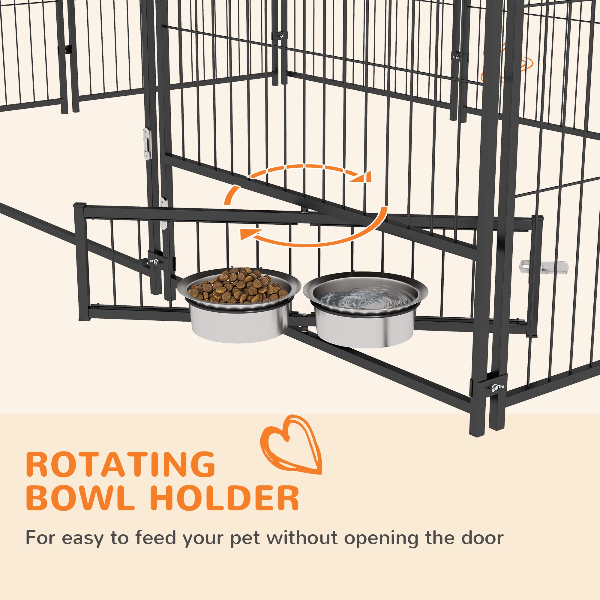 PawHut Outdoor Dog Kennel Puppy Play Pen with Canopy Garden Playpen Fence Crate Enclosure Cage Rotating Bowl 211 x 141 x 151 cm