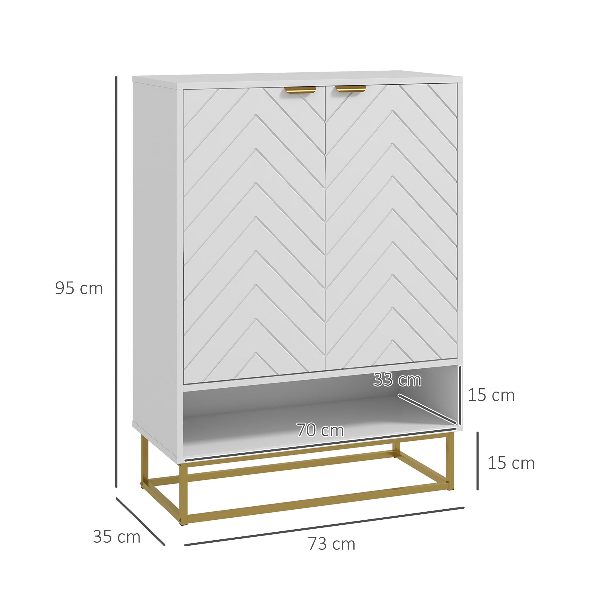 HOMCOM Shoe Storage Cabinet, Modern Shoe Cupboard with Open Shelf, Adjustable Shelf, 6 Vents, Shoe Rack for 12 Pairs of Shoes - North Peak Garden Furniture