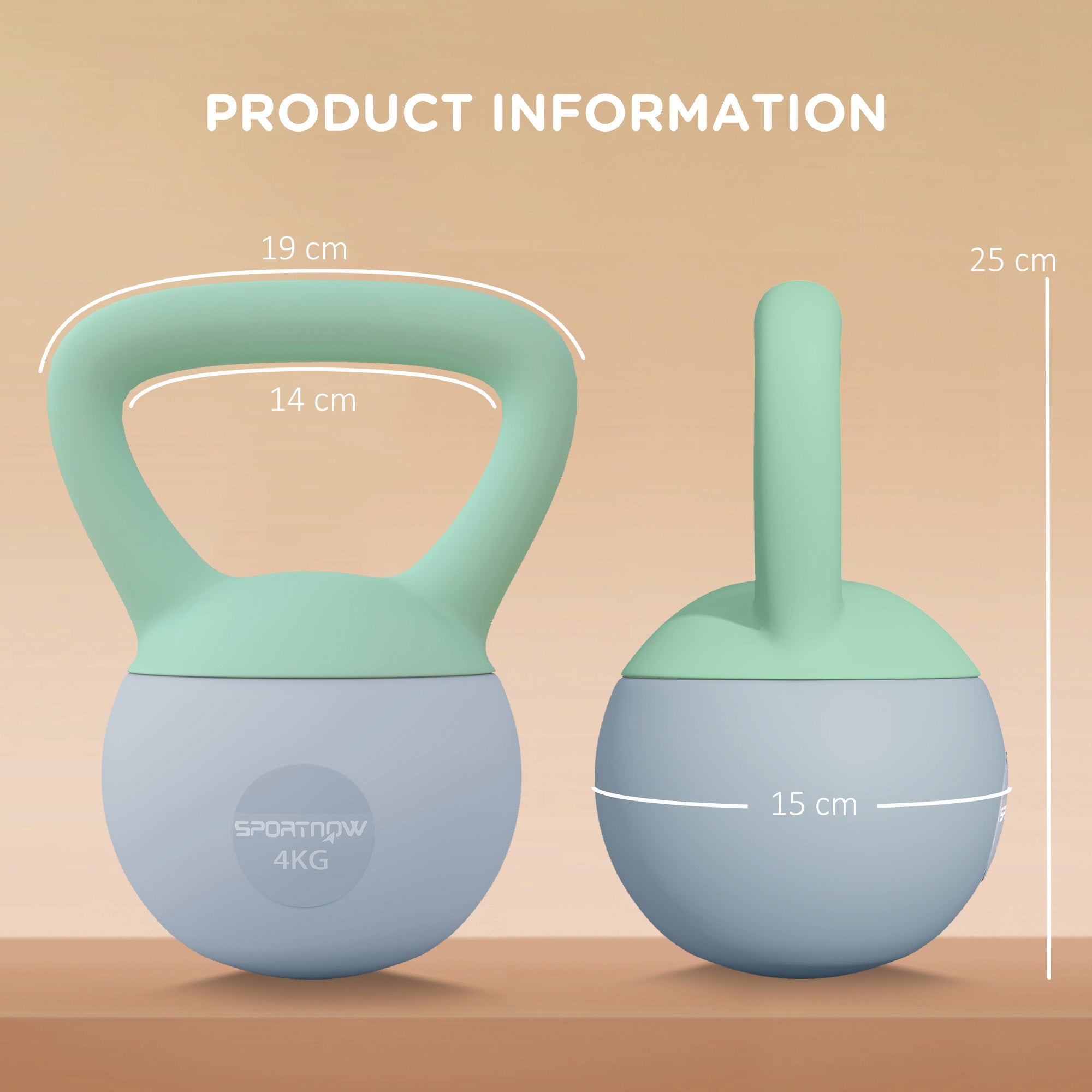 SPORTNOW 4KG Kettlebell, Soft Kettle Bell with Non-Slip Handle for Home Gym Weight Lifting and Strength Training - North Peak Garden Furniture