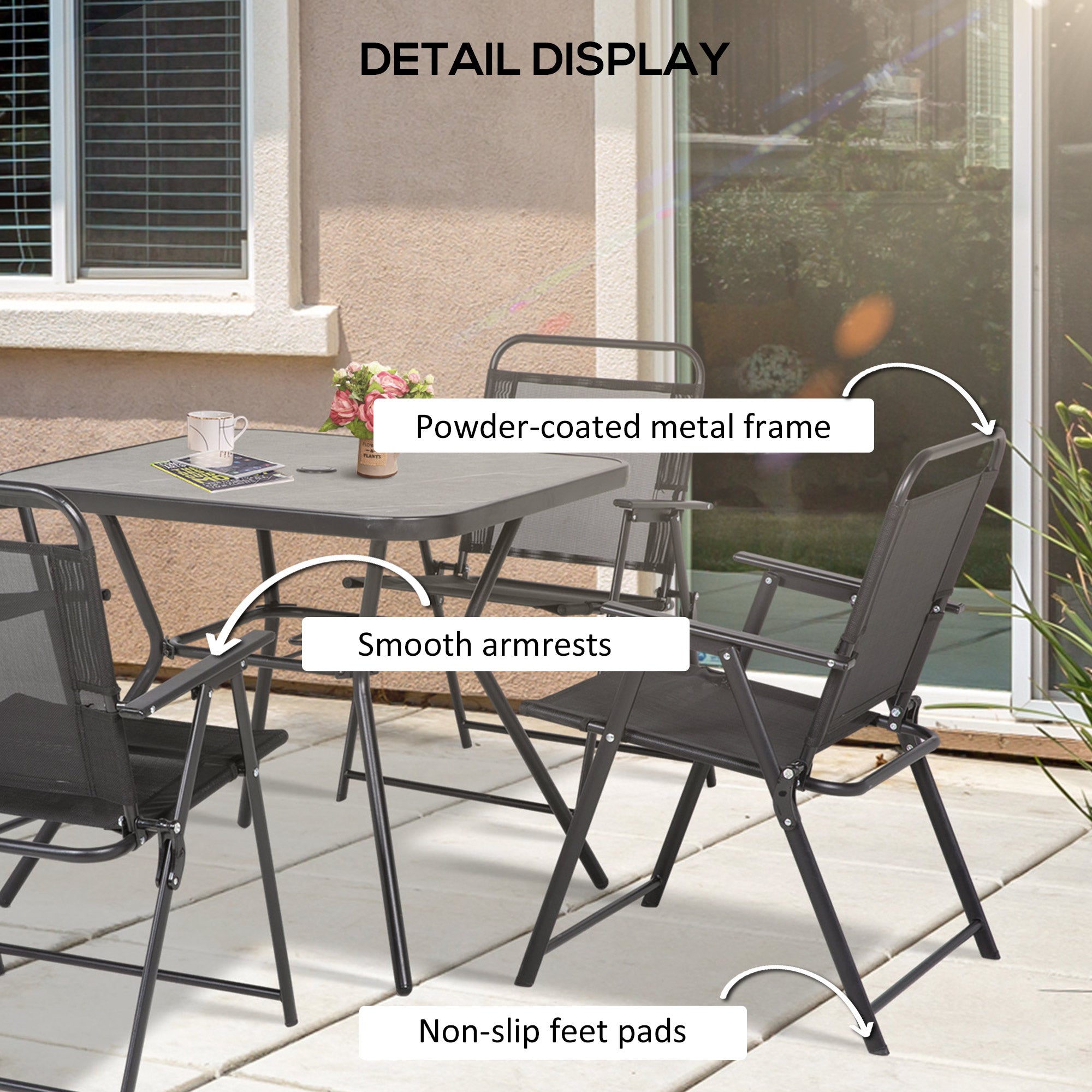 Outsunny Five-Piece Metal Frame Garden Dining Set - North Peak Garden Furniture