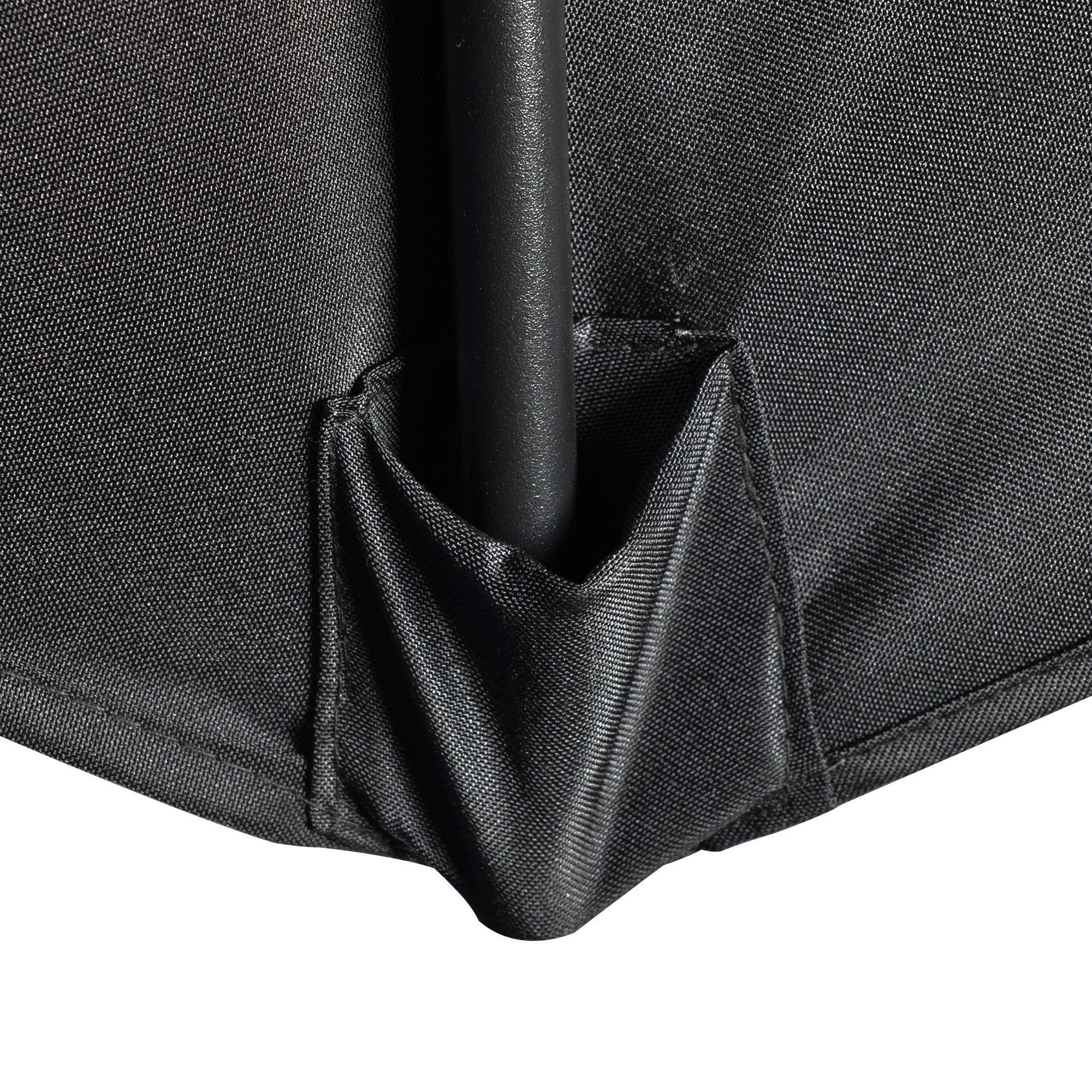 Outsunny 2.7m Garden Half Parasol, Outdoor Balcony Umbrella with 5 Steel Ribs, Patio Sun Shade, Black - North Peak Garden Furniture