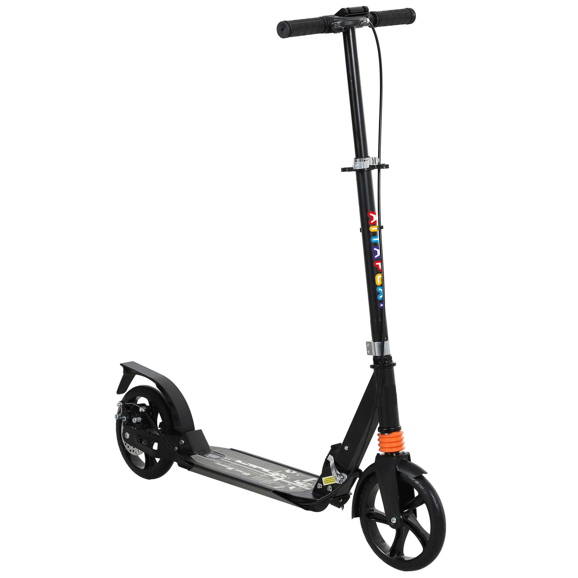 AIYAPLAY Kids Scooter with 4 Levels Adjustable Handlebar, Dual Brake System, 200mm Wheels, ABEC-7 Bearings, Black