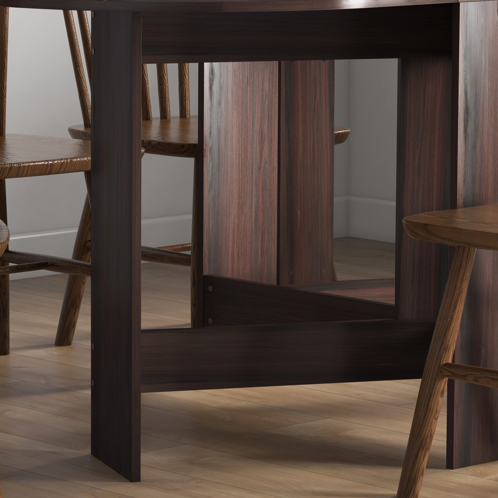 HOMCOM Folding Dining Table, Drop Leaf Table for Small Spaces, Oval Tabletop for Dining Room, Chocolate Wood Effect - North Peak Garden Furniture