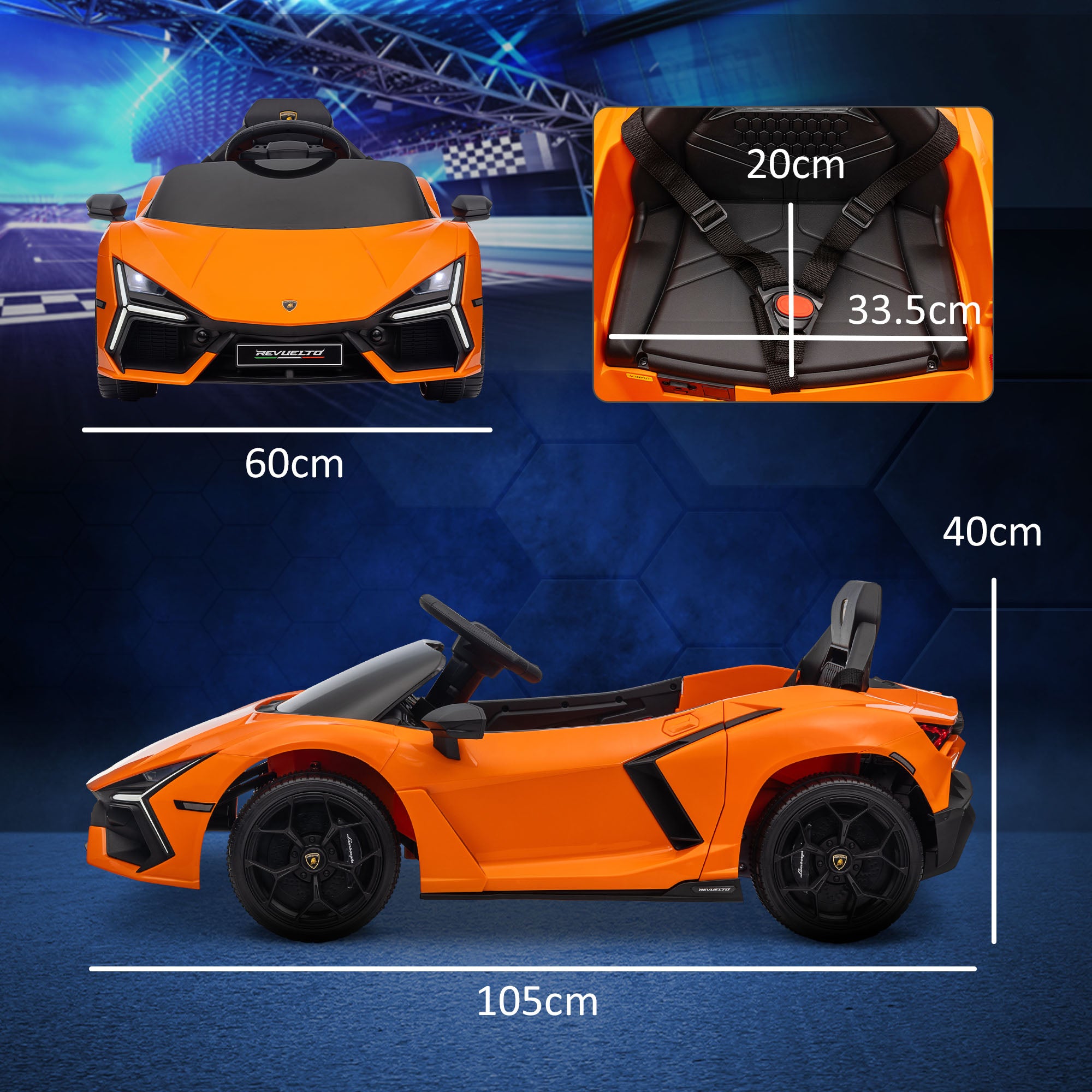 AIYAPLAY Lamborghini Revuelto Licensed 12V Ride on Car w/ Butterfly Doors, Transport Wheels, Suspension, Remote Control, Orange - North Peak Garden Furniture