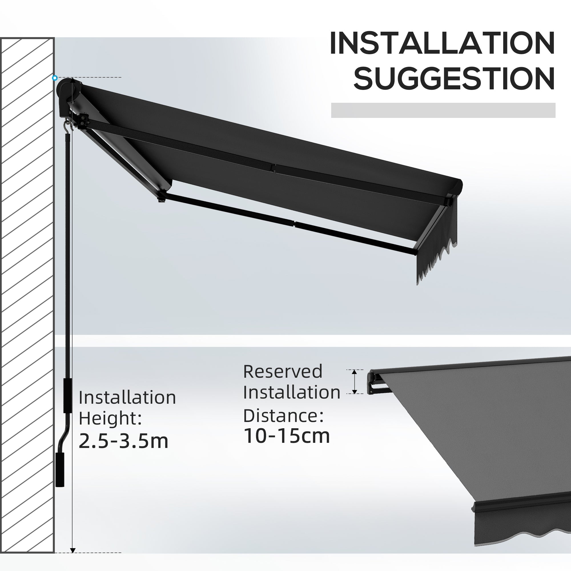 Outsunny 3 x 2m Aluminium Frame Electric Awning, with Remote - Dark Grey - North Peak Garden Furniture