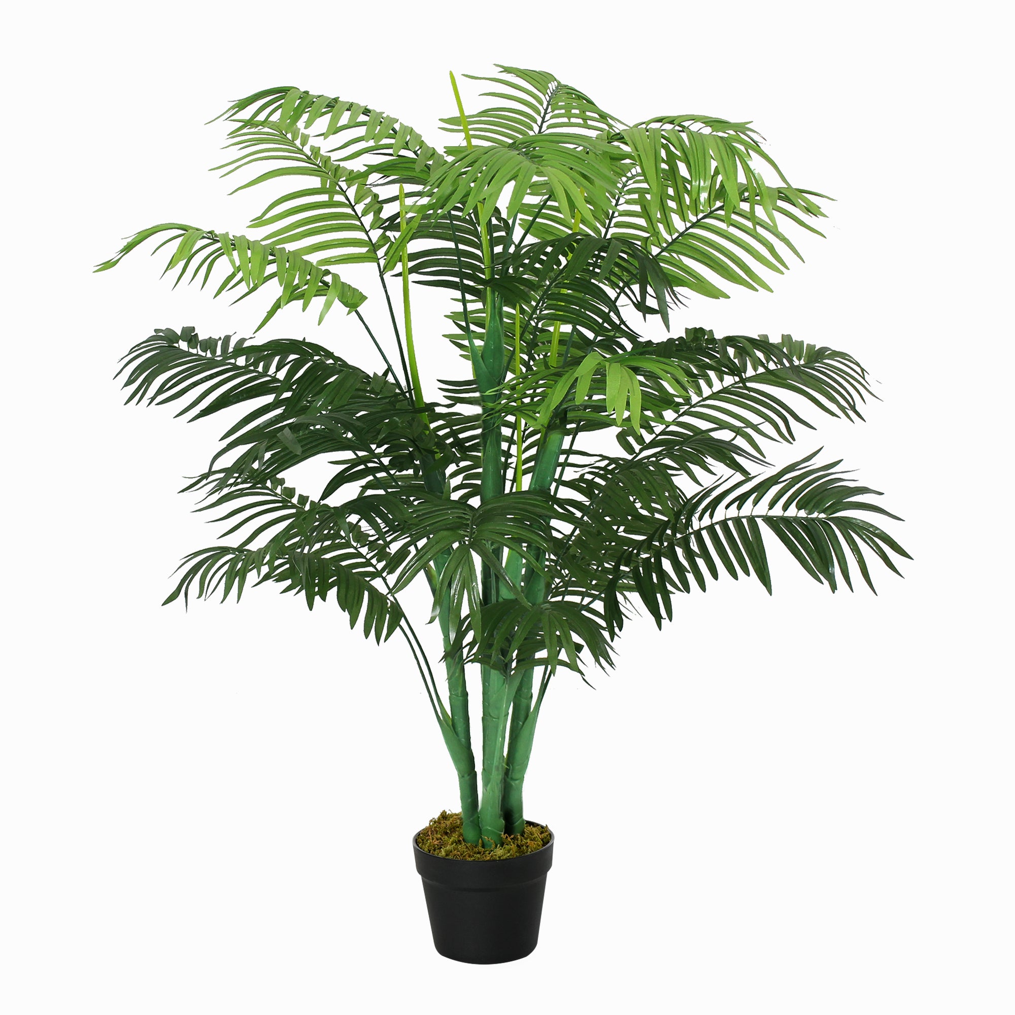 Outsunny Artificial Palm Tree, 125cm/4FT, Decorative Fake Plant with 18 Leaves, Nursery Pot, Plastic for Indoor Outdoor, Green