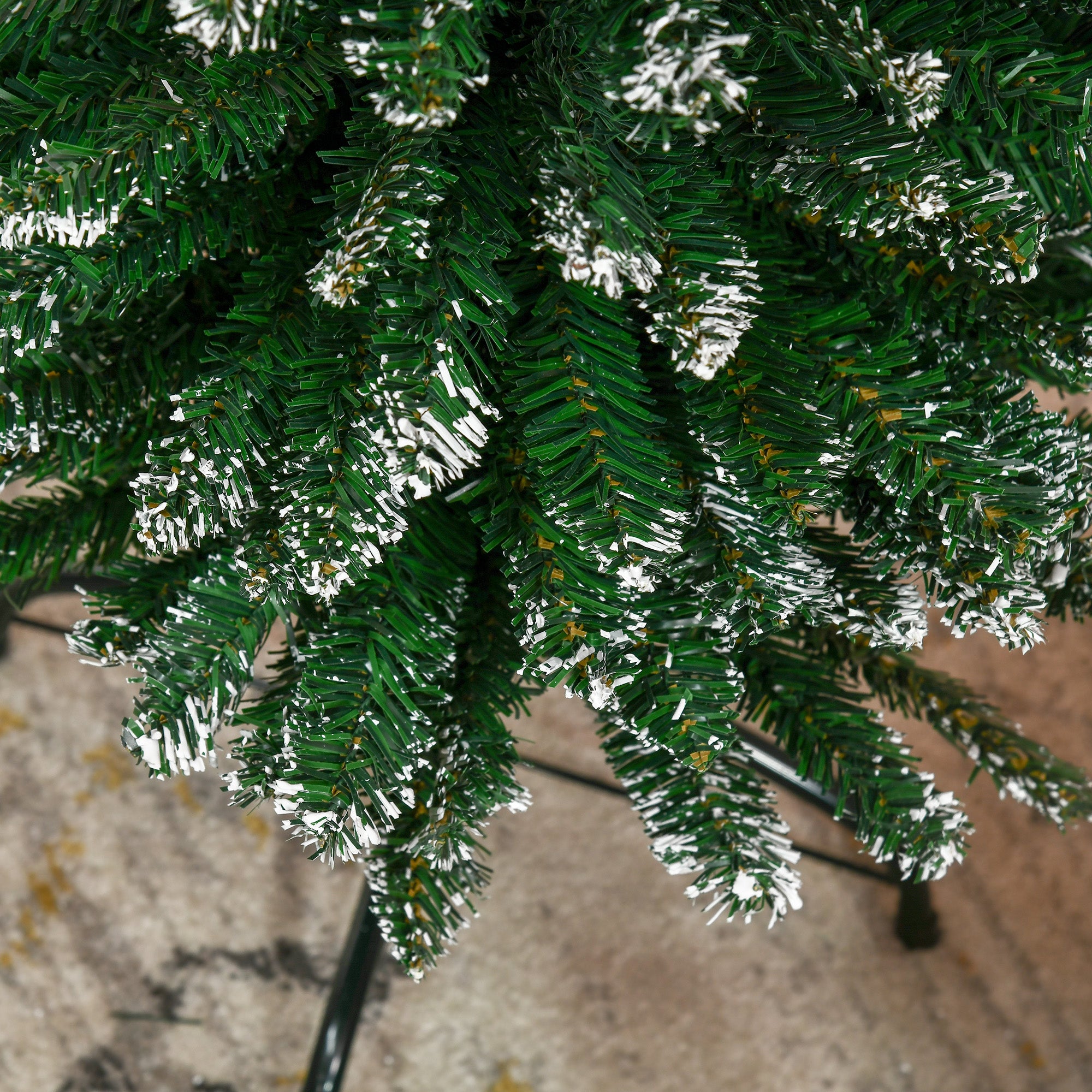 HOMCOM 6FT Artificial Snow Dipped Christmas Tree Xmas Pencil Tree Holiday Home Indoor Decoration with Foldable Black Stand, Green - North Peak Garden Furniture