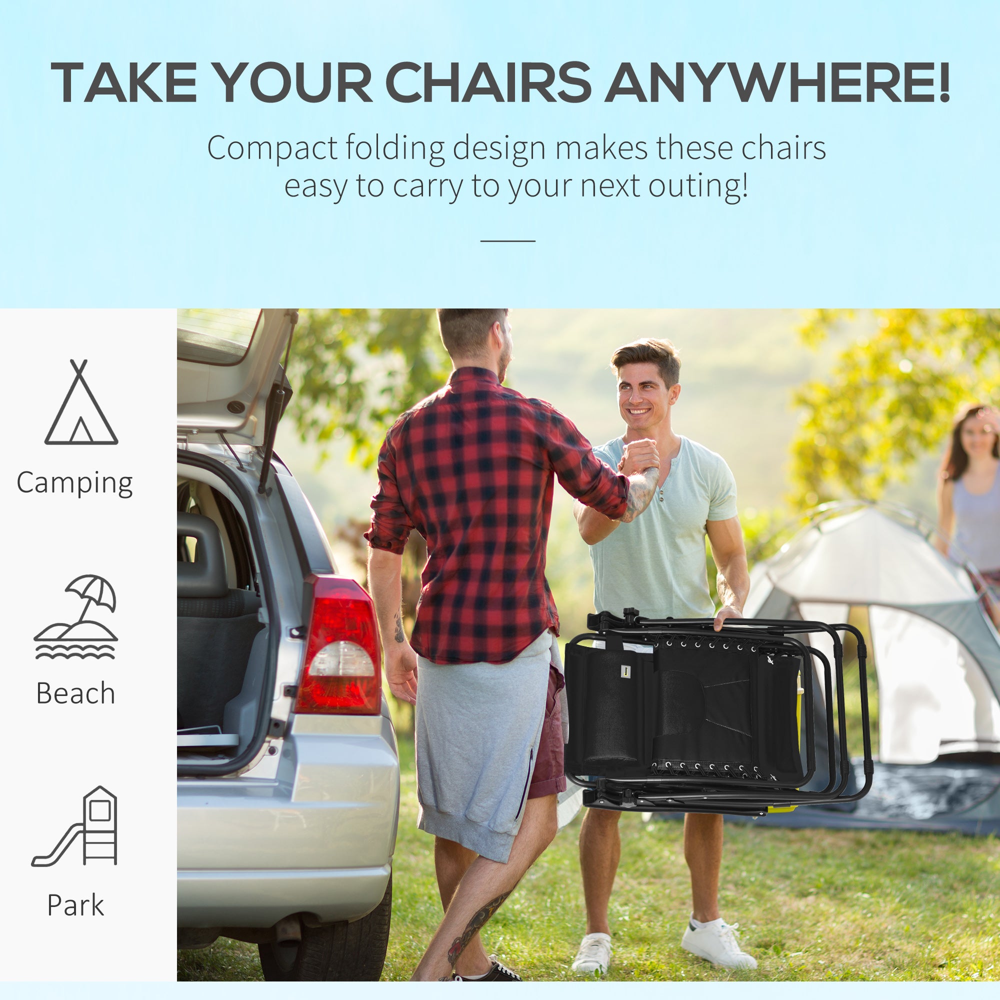 Outsunny Zero Gravity Lounger Chair, Folding Reclining Patio Chair with Padded Seat, Cup Holder, Soft Cushion and Headrest for Poolside, Camping, Black - North Peak Garden Furniture