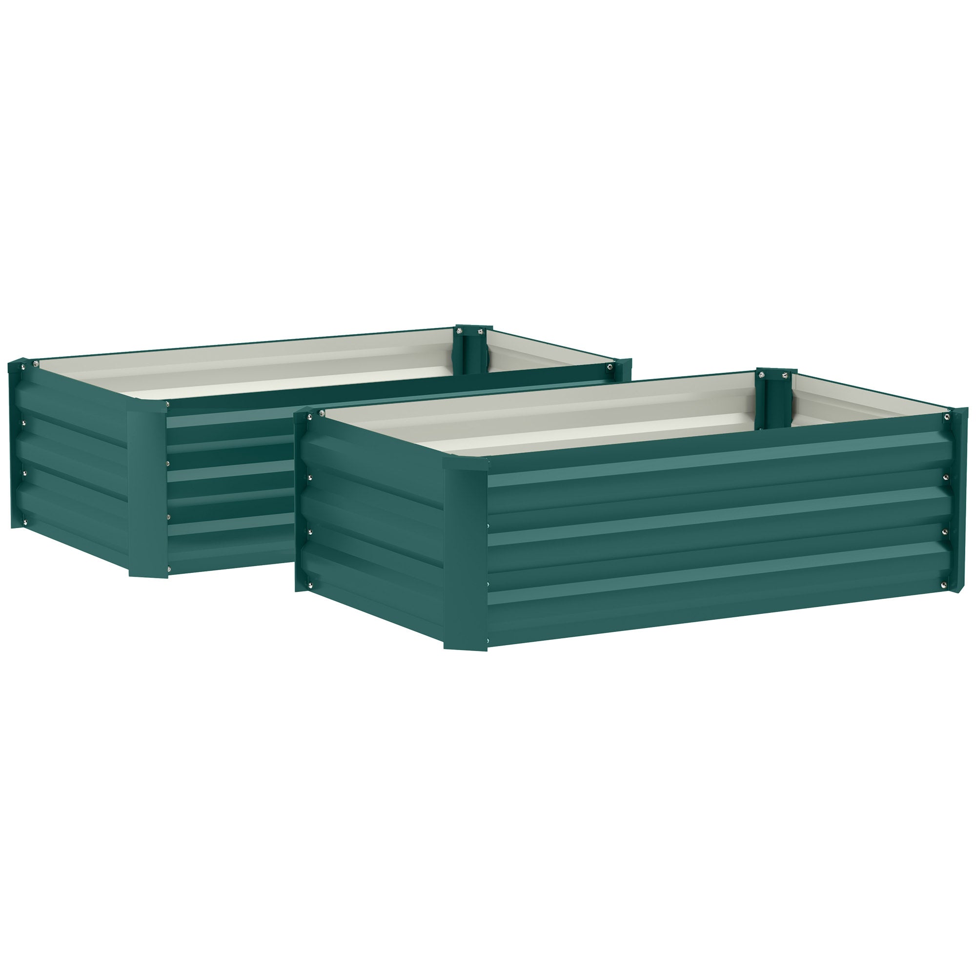 Outsunny Set of Two 60 x 100cm Galvanised Steel Planters, Green - North Peak Garden Furniture