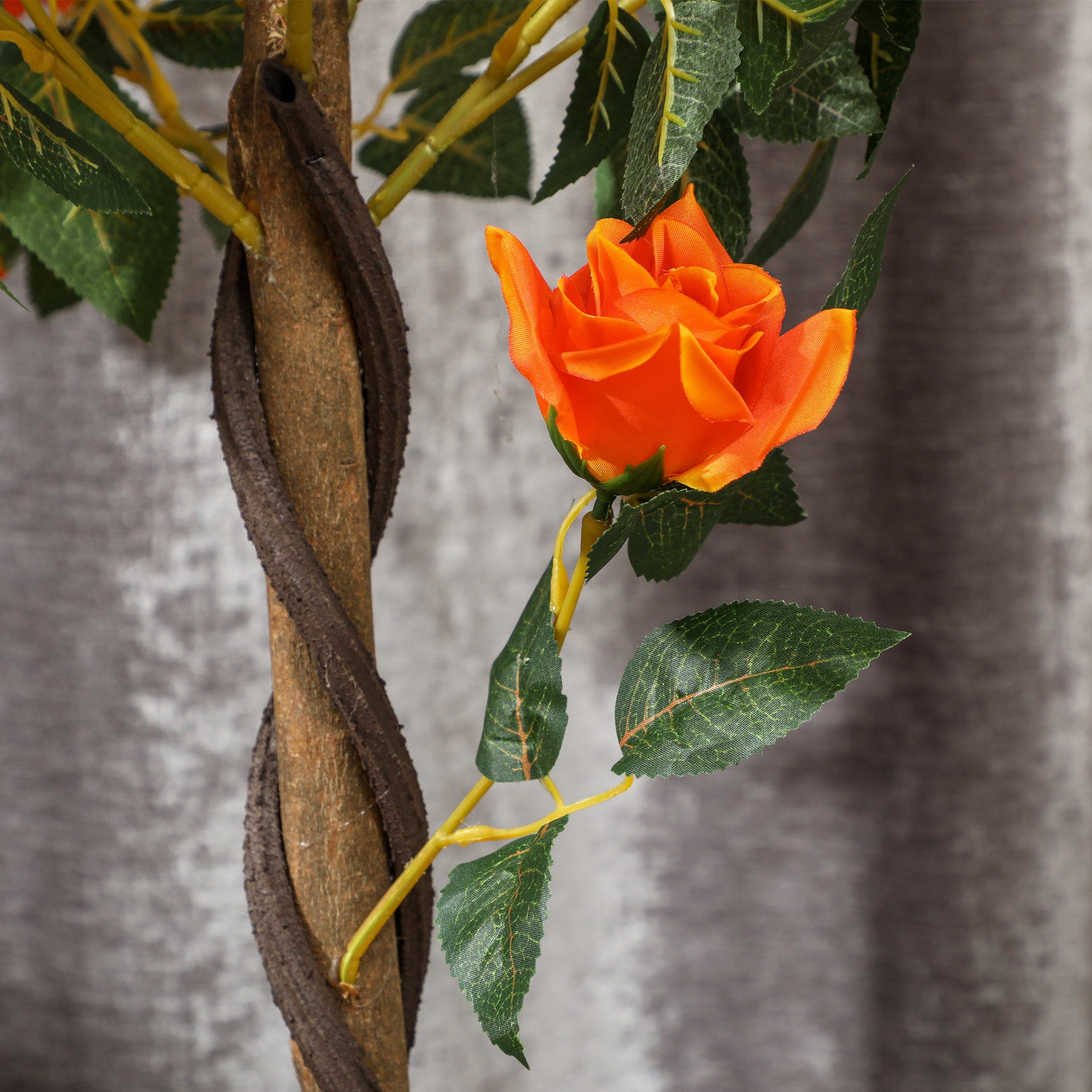 Outsunny Set of 2 Artificial Plants White Rose Floral in Pot, Fake Plants for Home Indoor Outdoor Decor, 90cm, Orange - North Peak Garden Furniture