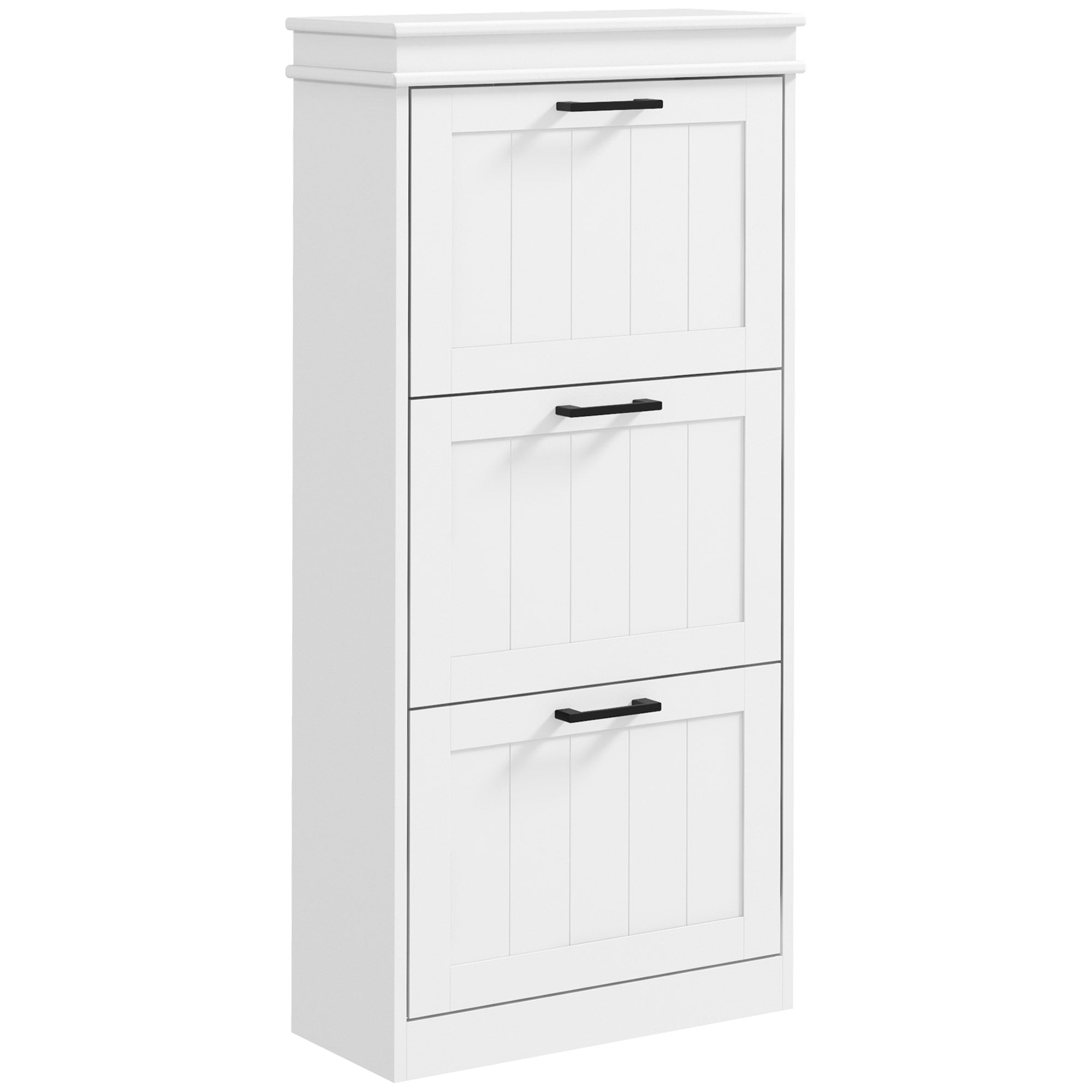 HOMCOM Three-Drawer Minimalistic Shoe Storage Cabinet, for 15 Shoes - North Peak Garden Furniture