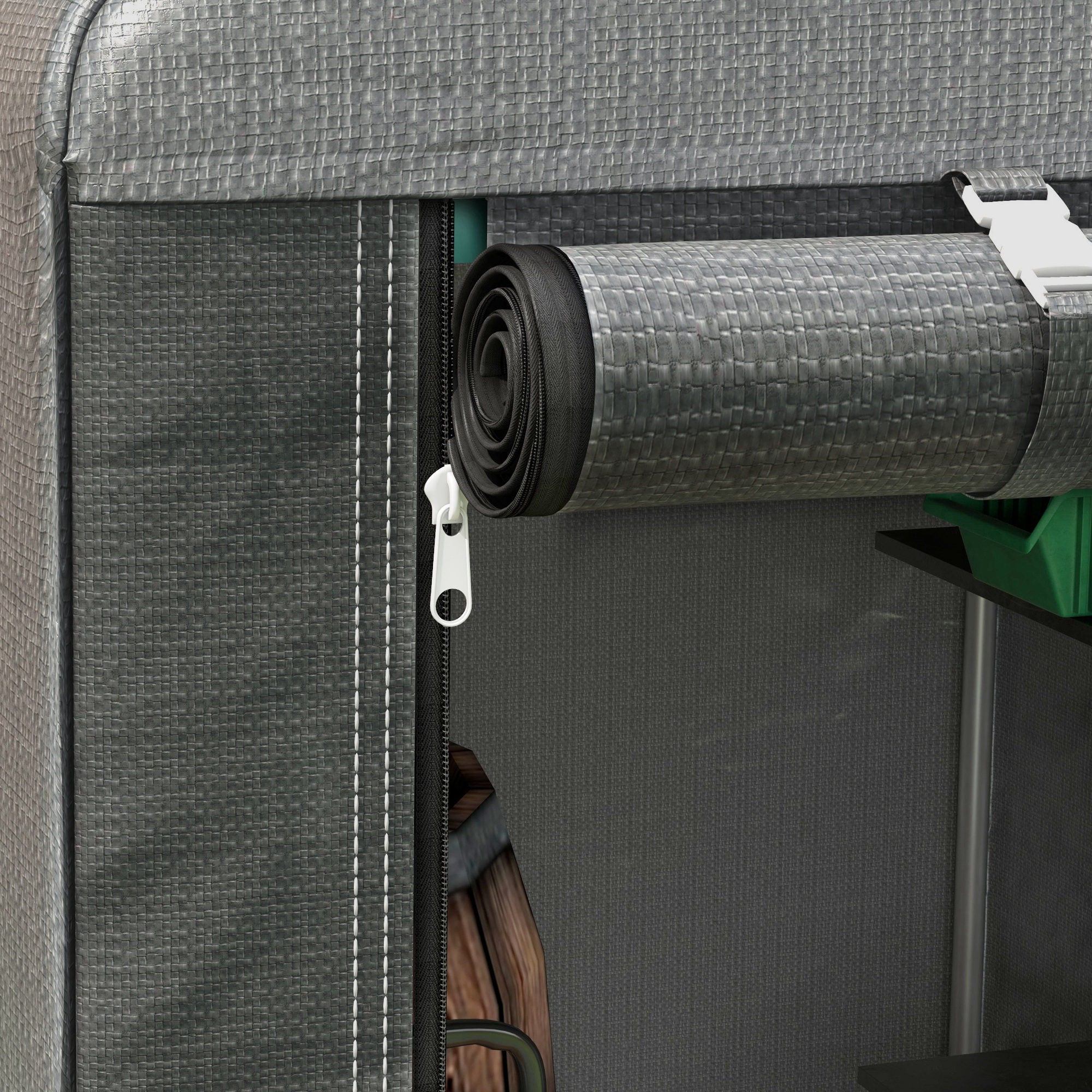 Outsunny 179 x 120cm Temporary Garden Shed, with Accessories - Dark Grey - North Peak Garden Furniture