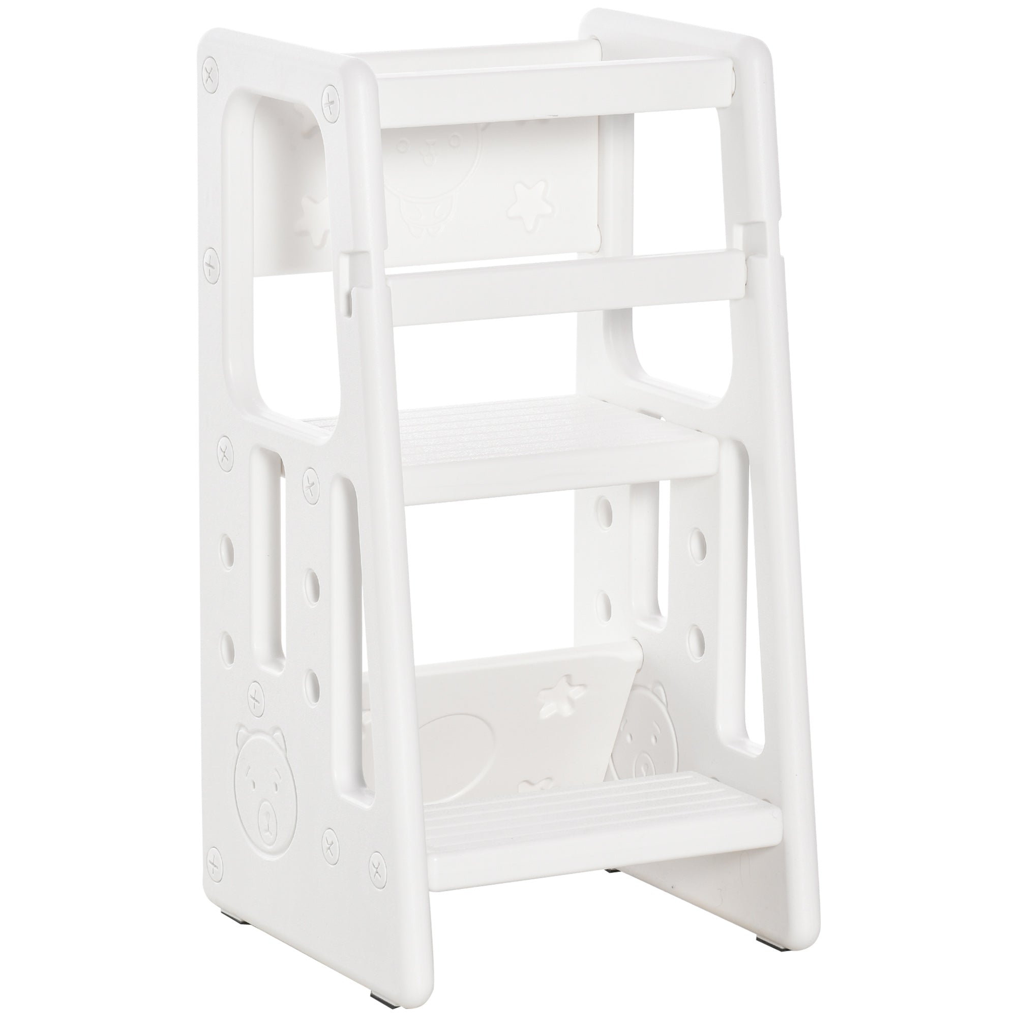 HOMCOM Kids Step Stool, Adjustable Standing Platform, Toddler Kitchen Stool