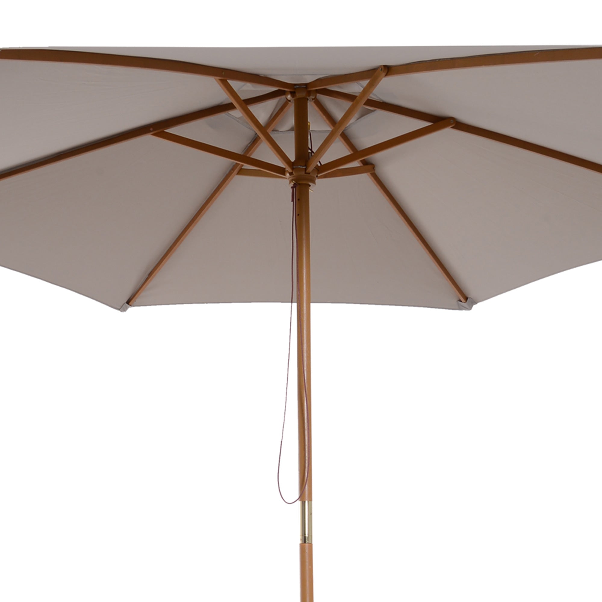 Outsunny 2.5m Wood Garden Parasol Sun Shade Patio Outdoor Wooden Umbrella Canopy Grey - North Peak Garden Furniture