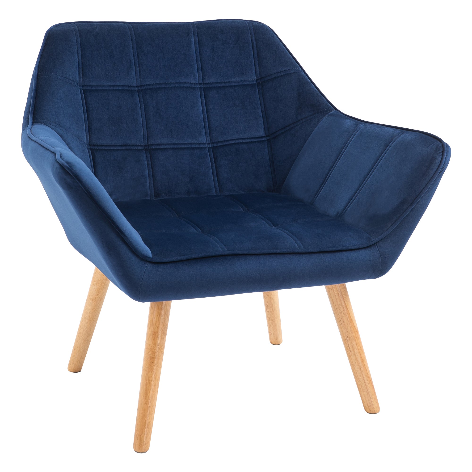 HOMCOM Armchair Accent Chair Wide Arms Slanted Back Padding Steel Frame Wooden Legs Home Bedroom Furniture Seating Blue - North Peak Garden Furniture