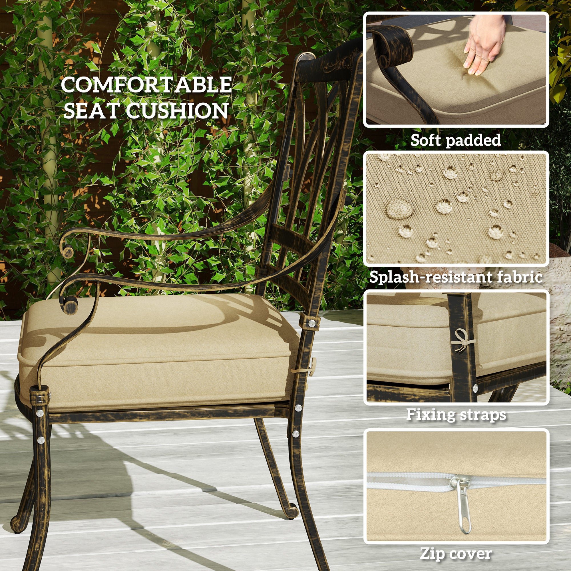 Outsunny Nine-Piece Cast Aluminium Garden Dining Set - Bronze Tone - North Peak Garden Furniture