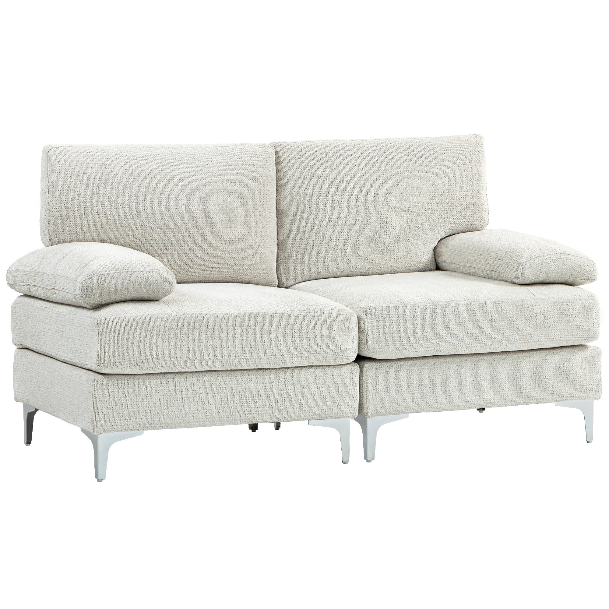 HOMCOM 2 Seater Sofa, Modern Fabric Loveseat with Spring Cushion and Metal Legs, Small Couch for Living Room, Bedroom, Home Office, Reception, Cream White - North Peak Garden Furniture