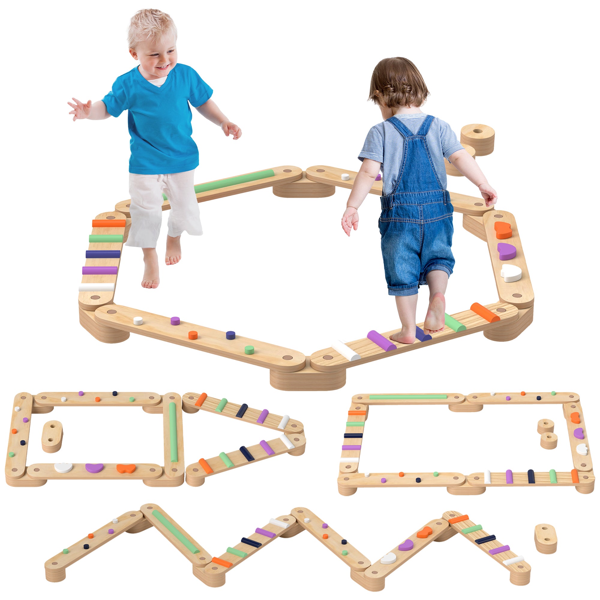 AIYAPLAY Wooden Balance Beam for Kids Build Coordination Agility and Strength - North Peak Garden Furniture