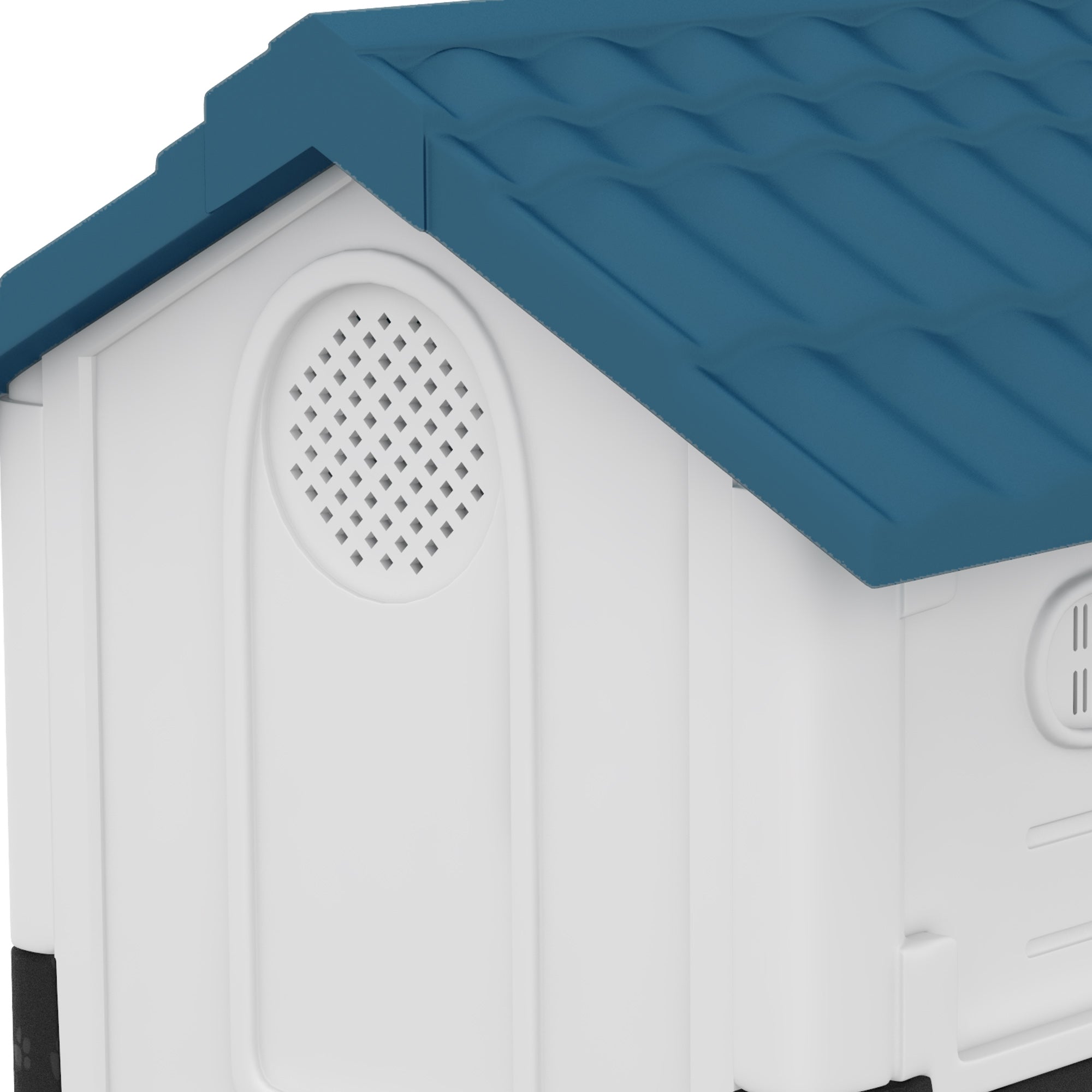 PawHut Plastic Dog Kennel with Windows, for Garden Patio, Miniature and Small Dogs, 80 x 69 x 76cm - Blue - North Peak Garden Furniture