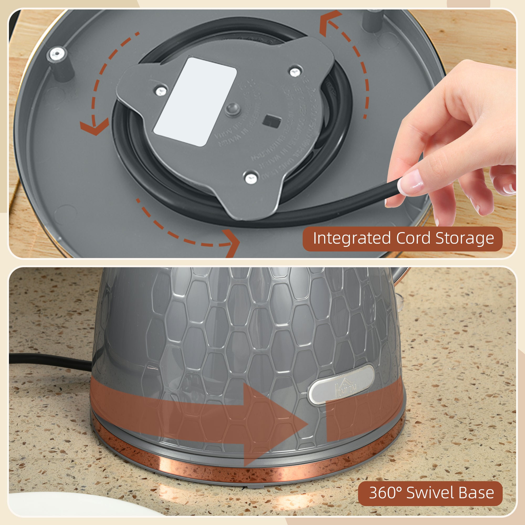 HOMCOM 3kW Rapid Boil Honeycomb Kettle - Grey - North Peak Garden Furniture