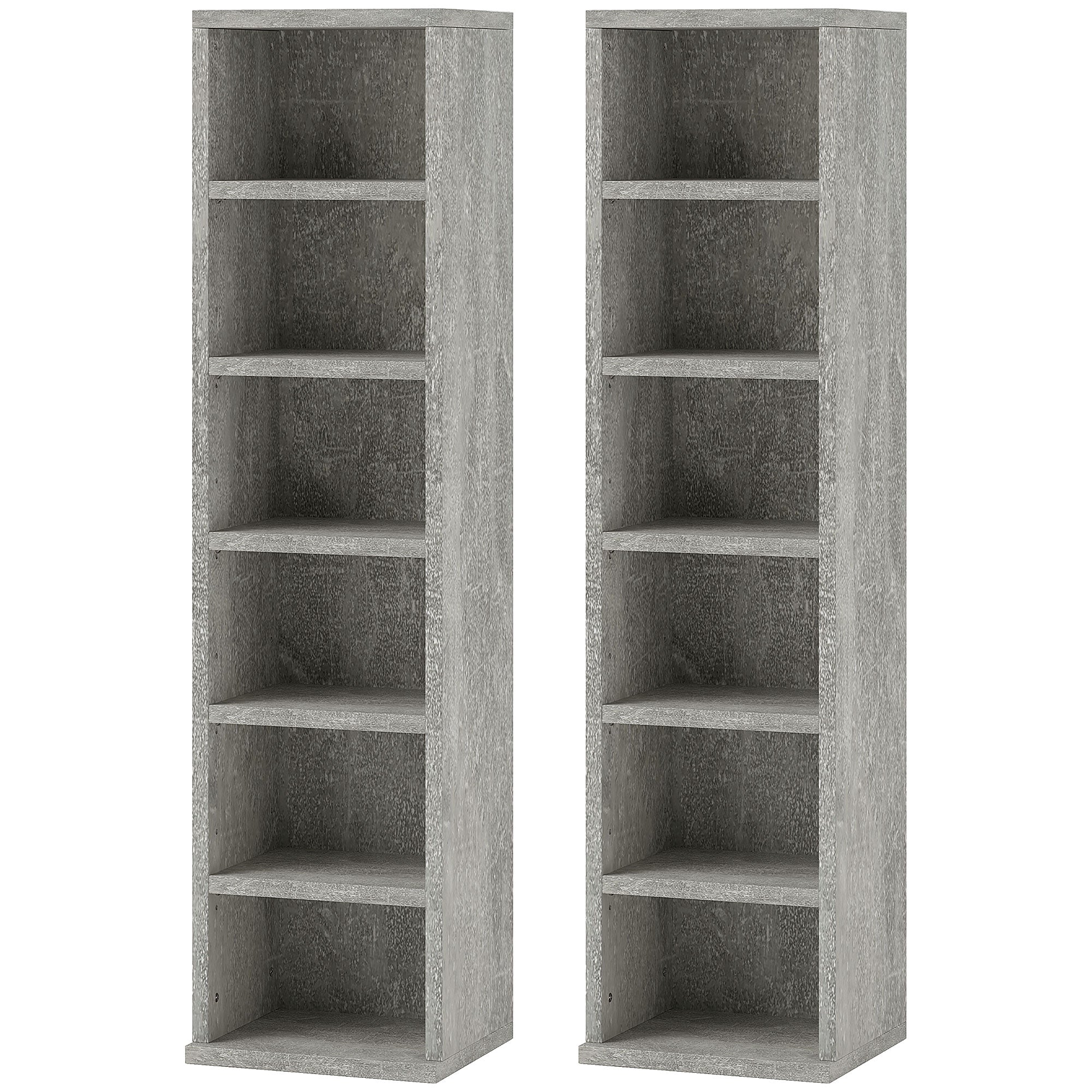 HOMCOM Set of Two 102 CD Storage Units - Cement Grey