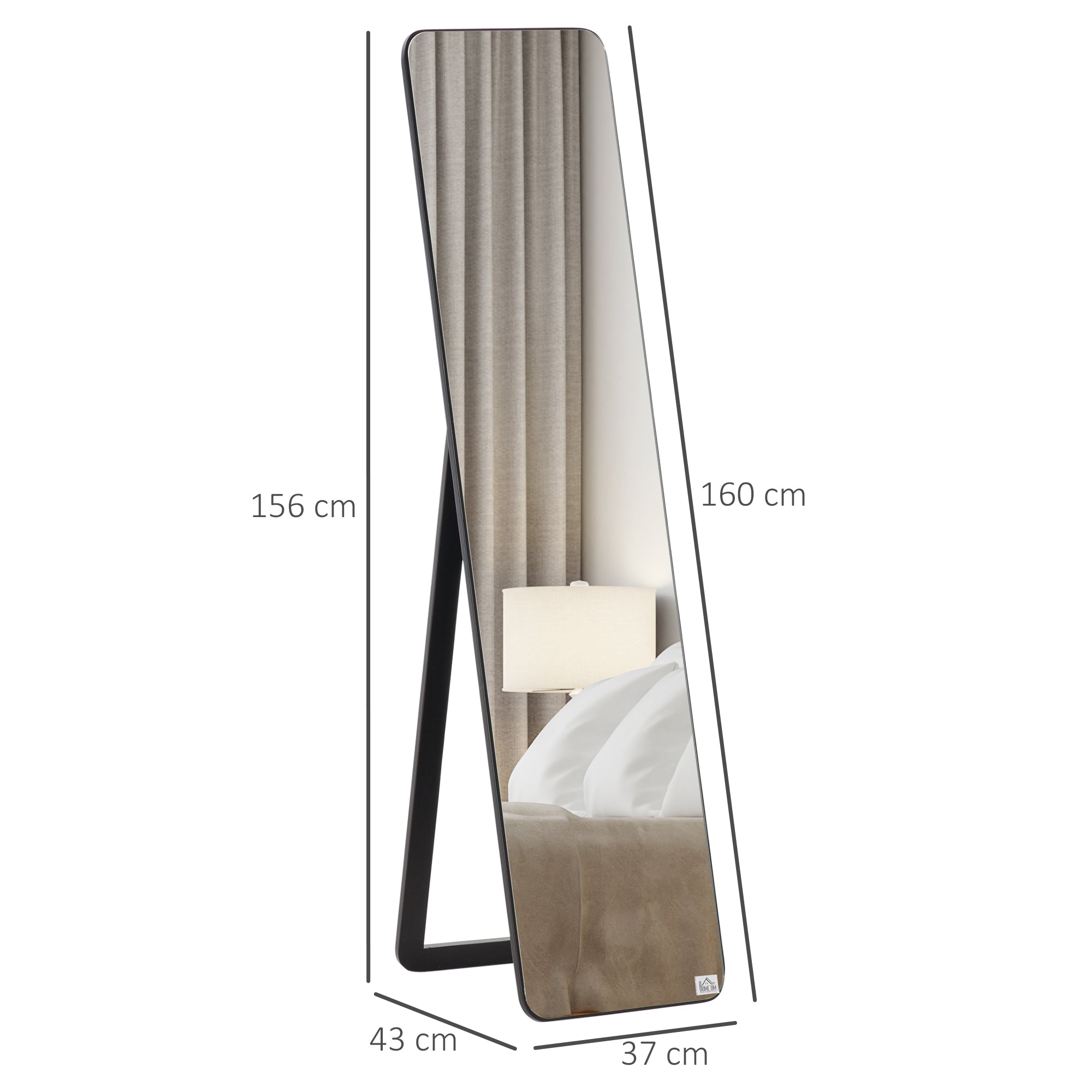 HOMCOM Full Length Mirror, Free Standing or Wall Hanging, Tall Full Body Mirror for Bedroom, Hallway, Black