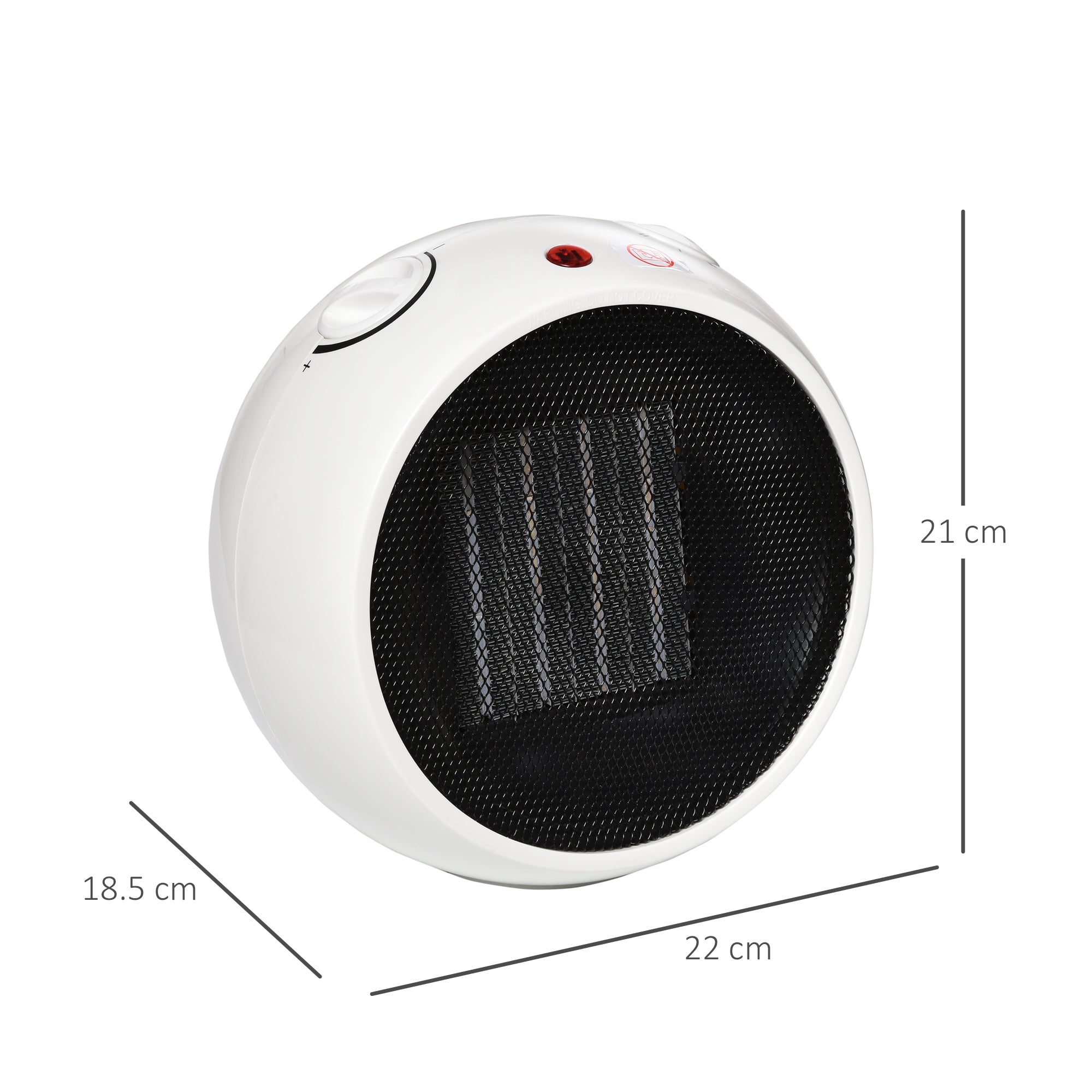 HOMCOM Small Table Top Space Heater, Ceramic Electric Heater with 2 Heat and Fan, Adjustable Temperature, Tip-Over & Overheating Protection, 900W/1500W - North Peak Garden Furniture