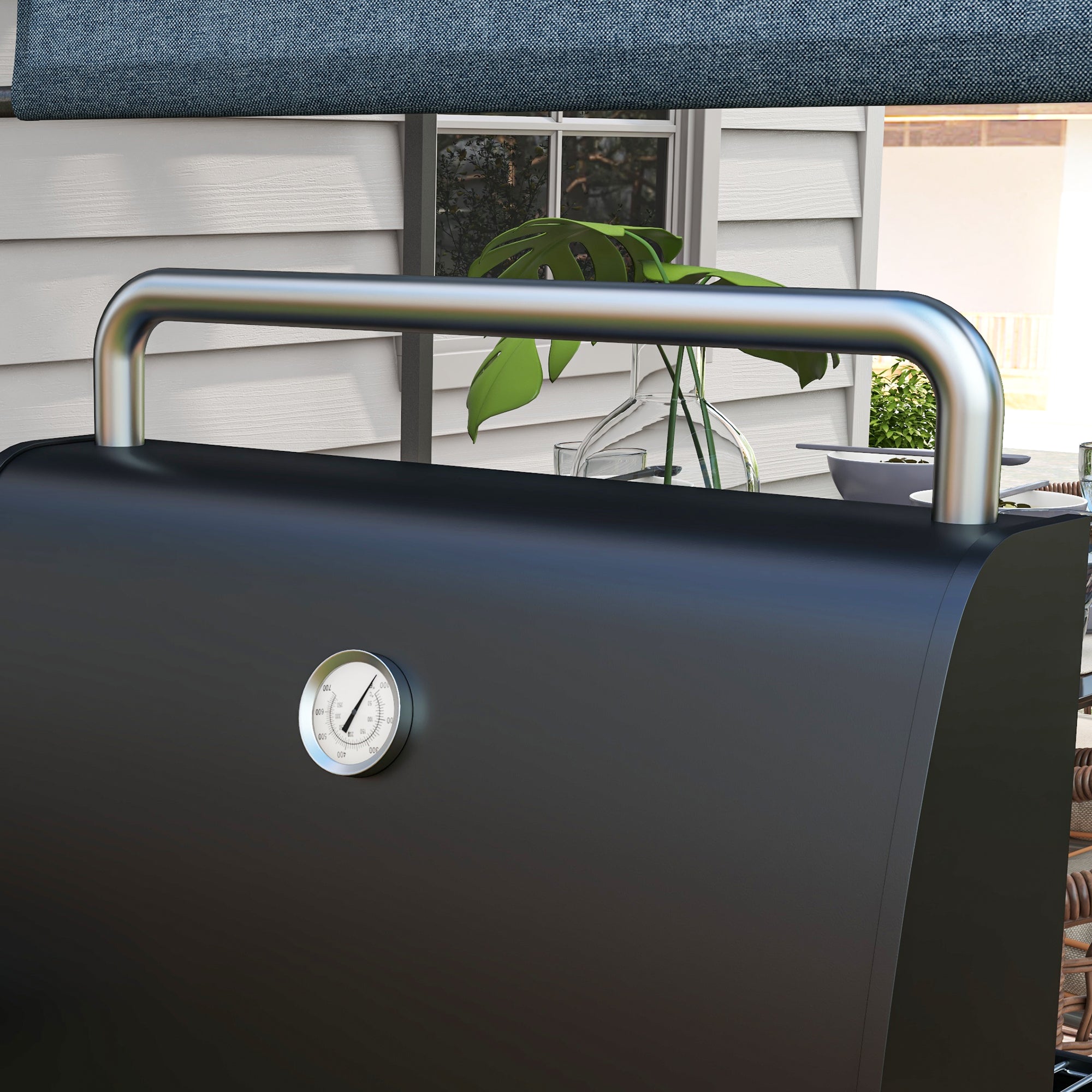 Outsunny Charcoal BBQ, with Thermometer, Shelves and Wheels - North Peak Garden Furniture