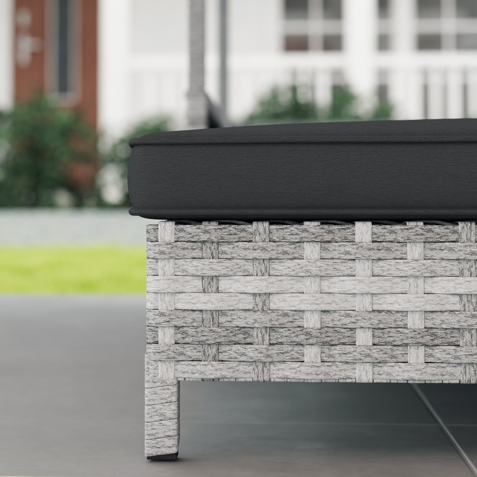 PawHut Extendable Elevated Dog Bed, Rattan Dog House, with Water-Resistant Roof, Removable Cushion, Charcoal Grey - North Peak Garden Furniture
