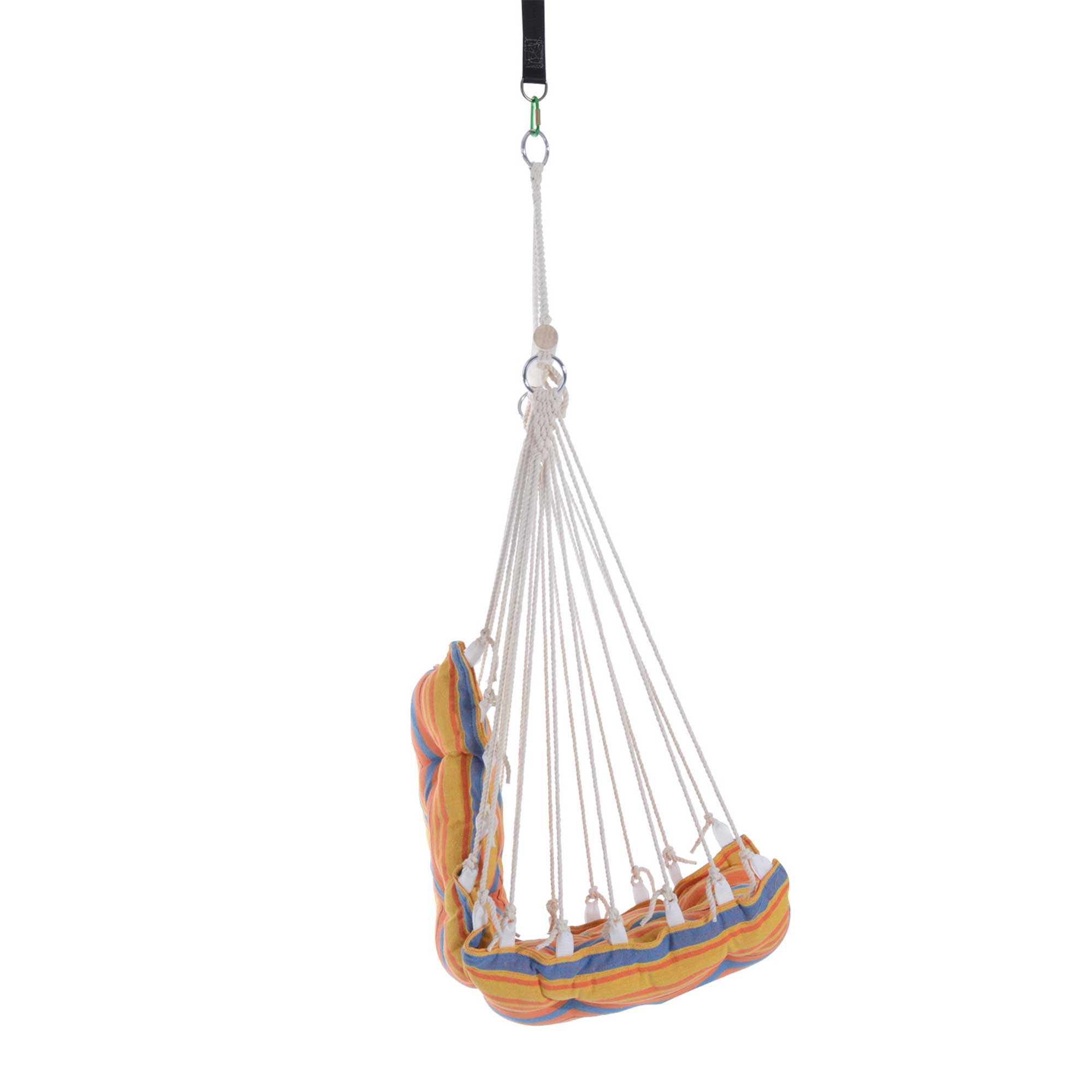 Outsunny Outdoor Hanging Rope Chair with Soft Padded Seat & Backrest, Garden Hammock Chair with Wooden Support Bar Cotton Cloth, Portable Garden Chair for Patio & Tree, Orange - North Peak Garden Furniture