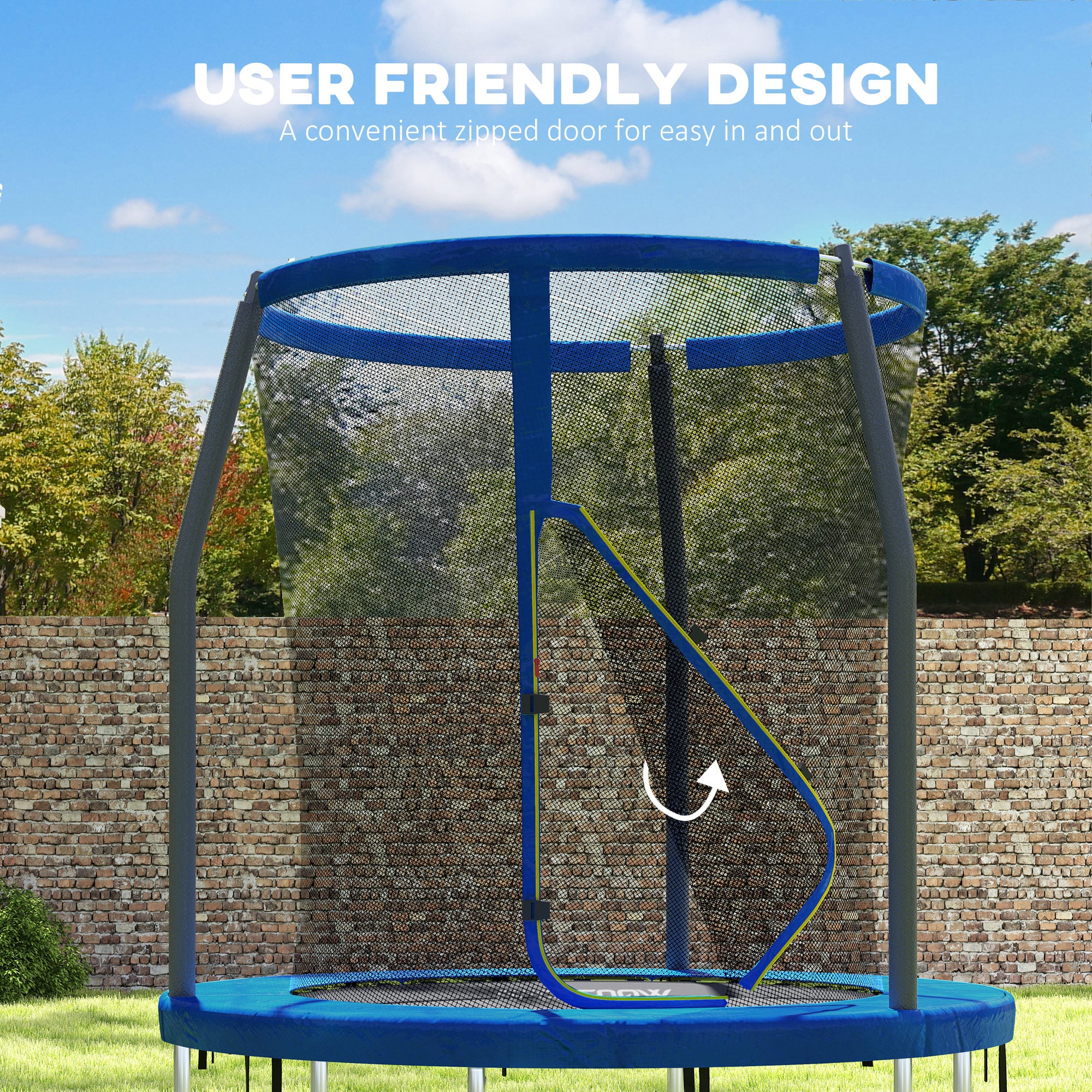 SPORTNOW 6ft Trampoline with Safety Enclosure Net, Steel Frame Outdoor Trampoline, Jumping Mat with Edge Safety Cover for Fitness, Blue - North Peak Garden Furniture