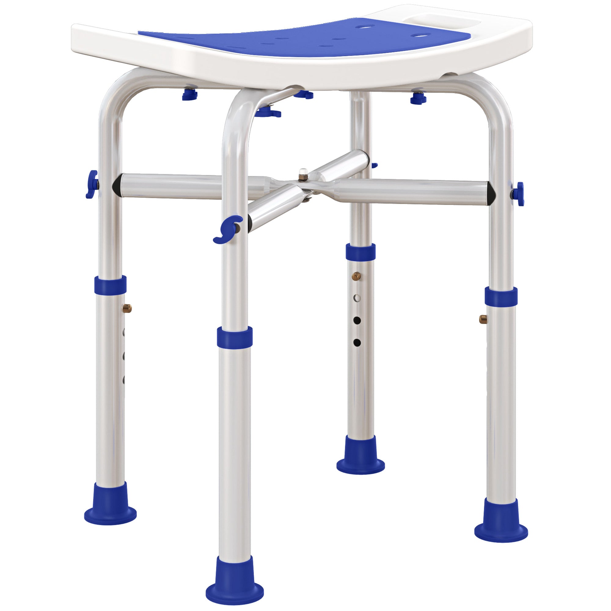 HOMCOM 44-51.5cm Aluminium Frame Shower/Bath Stool - White - North Peak Garden Furniture