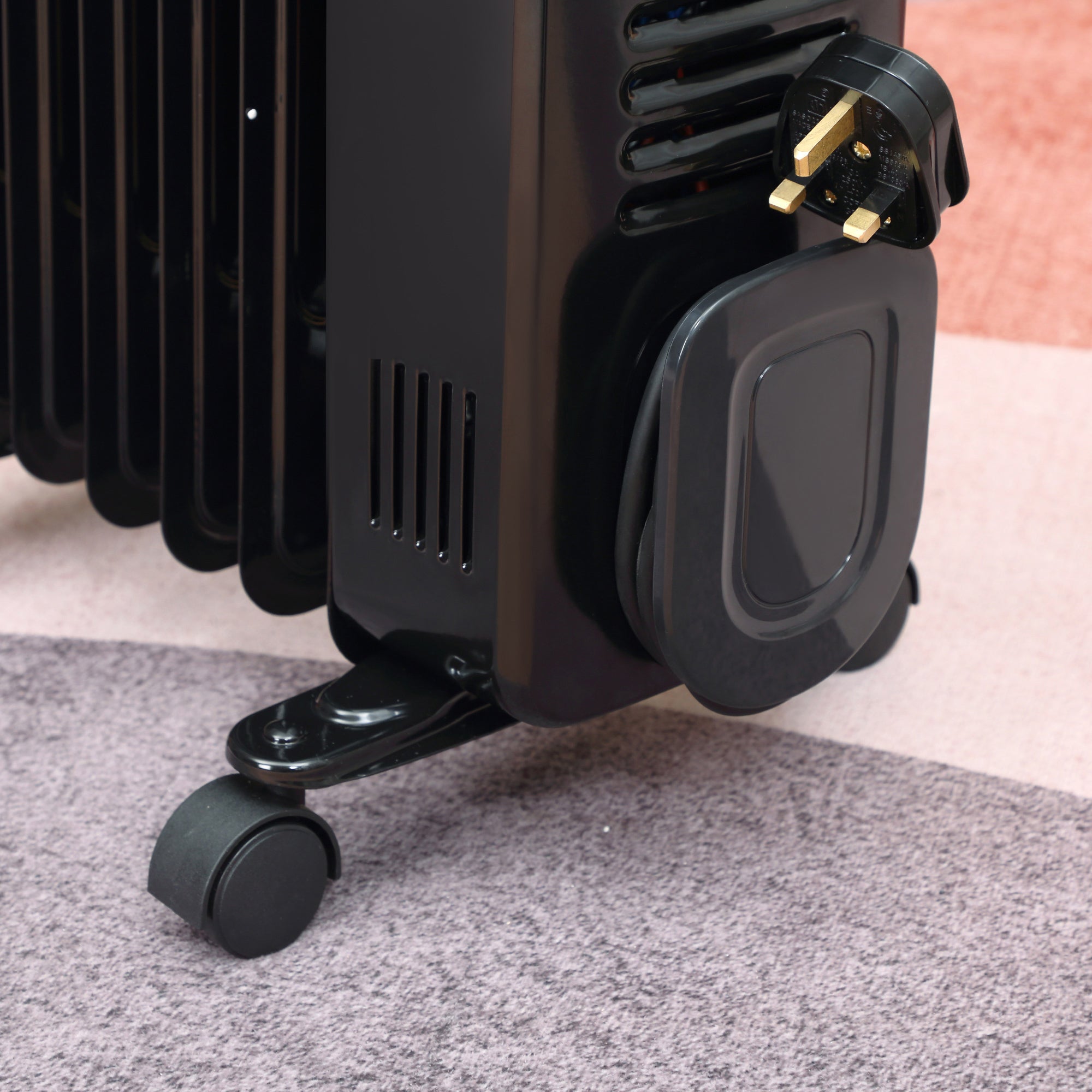 HOMCOM 1500W Digital Oil Filled Radiator, 7 Fin, Portable Electric Heater with LED Display, Built-in Timer, 3 Heat Settings, Safety Cut-Off and Remote Control, Black - North Peak Garden Furniture