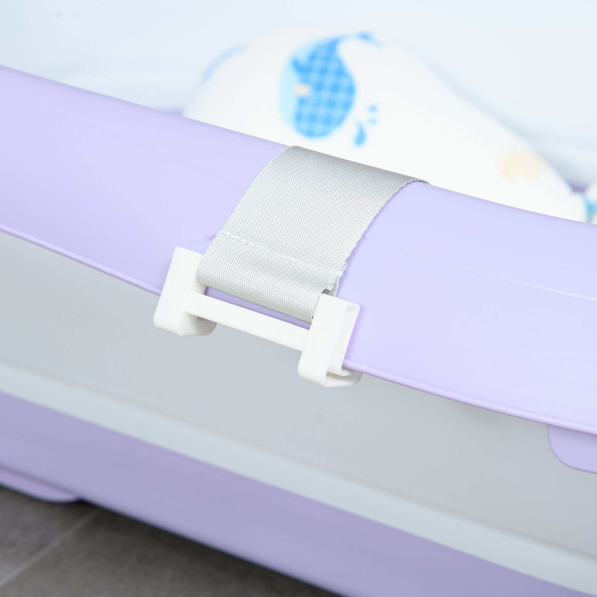 ZONEKIZ Foldable Baby Bathtub, with Non-Slip Support Legs, Cushion Pad, Shower Holder - Purple - North Peak Garden Furniture