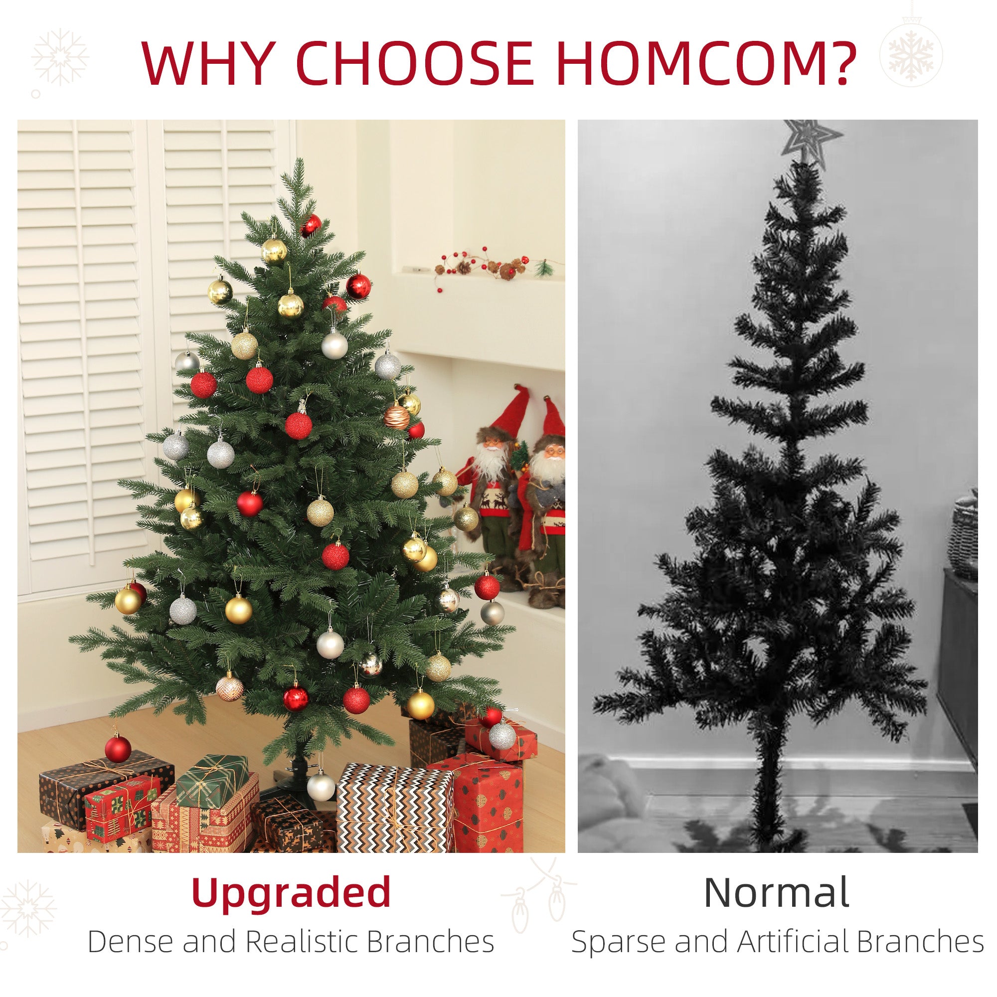 HOMCOM 5ft Artificial Spurce Christmas Tree with 1121 Branch Tips and Foldable Steel Base, Realistic Hinged Xmas Tree, Holiday Décor for Home Office, Green - North Peak Garden Furniture