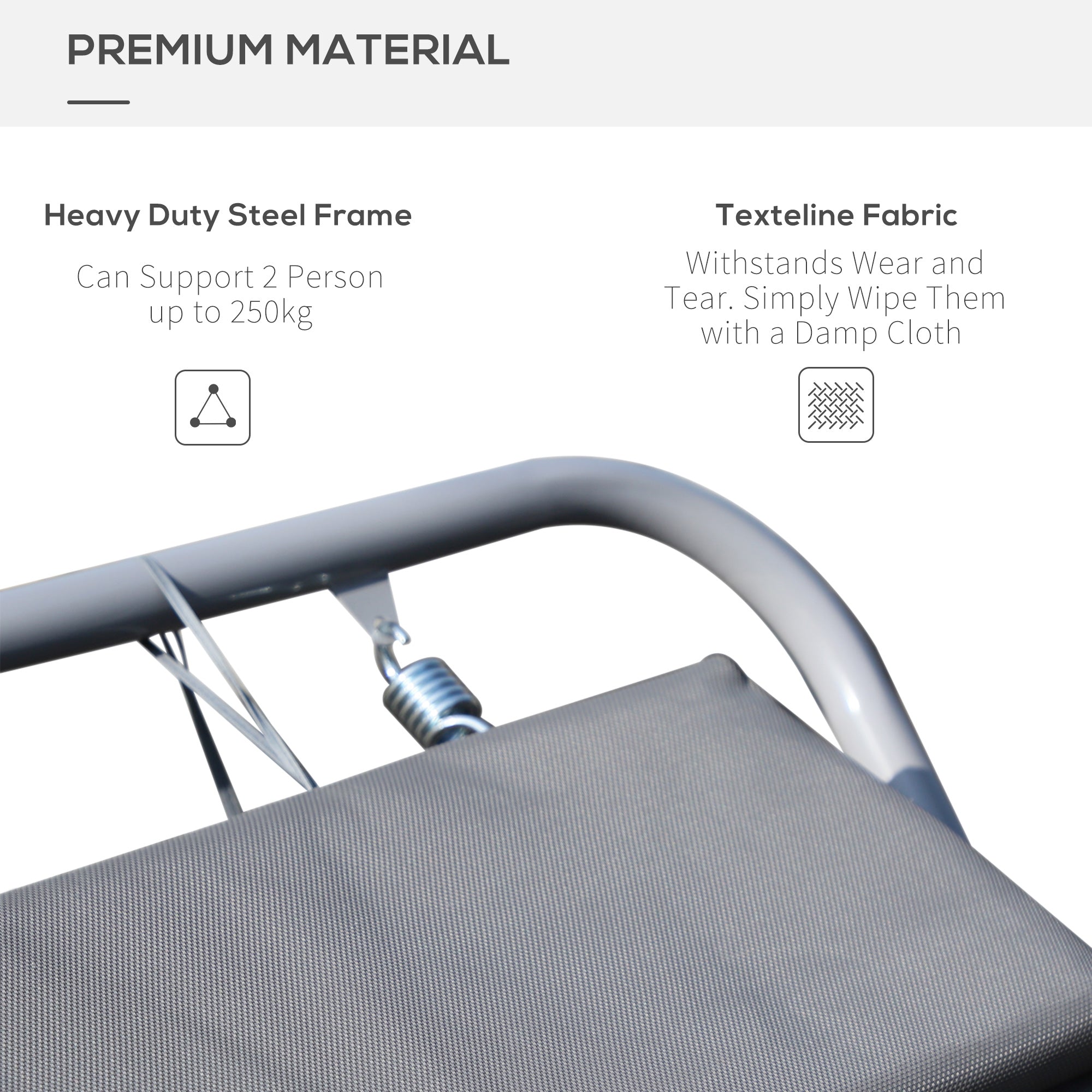 Outsunny Rocking Swing Relaxing Day Bed Outdoor Double Sun Lounger Hammock - Grey - North Peak Garden Furniture