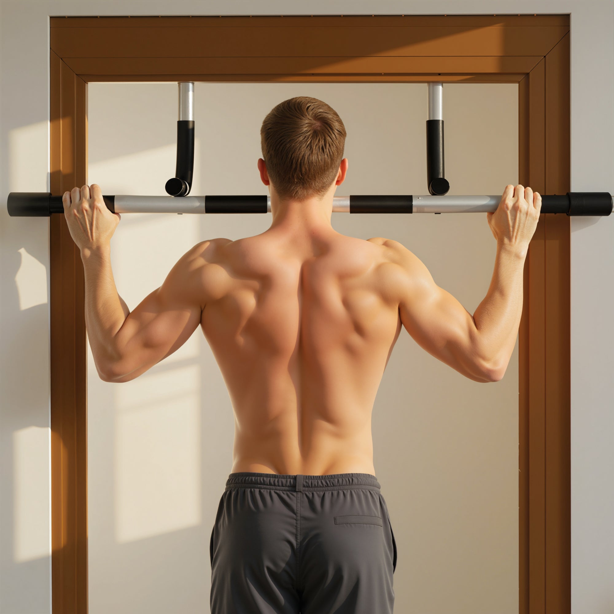 HOMCOM Pull-Up Bar for Doorway, Home Fitness Door Horizontal Bar Push up Bar for Indoor Gym Upper Body Workout, Grey
