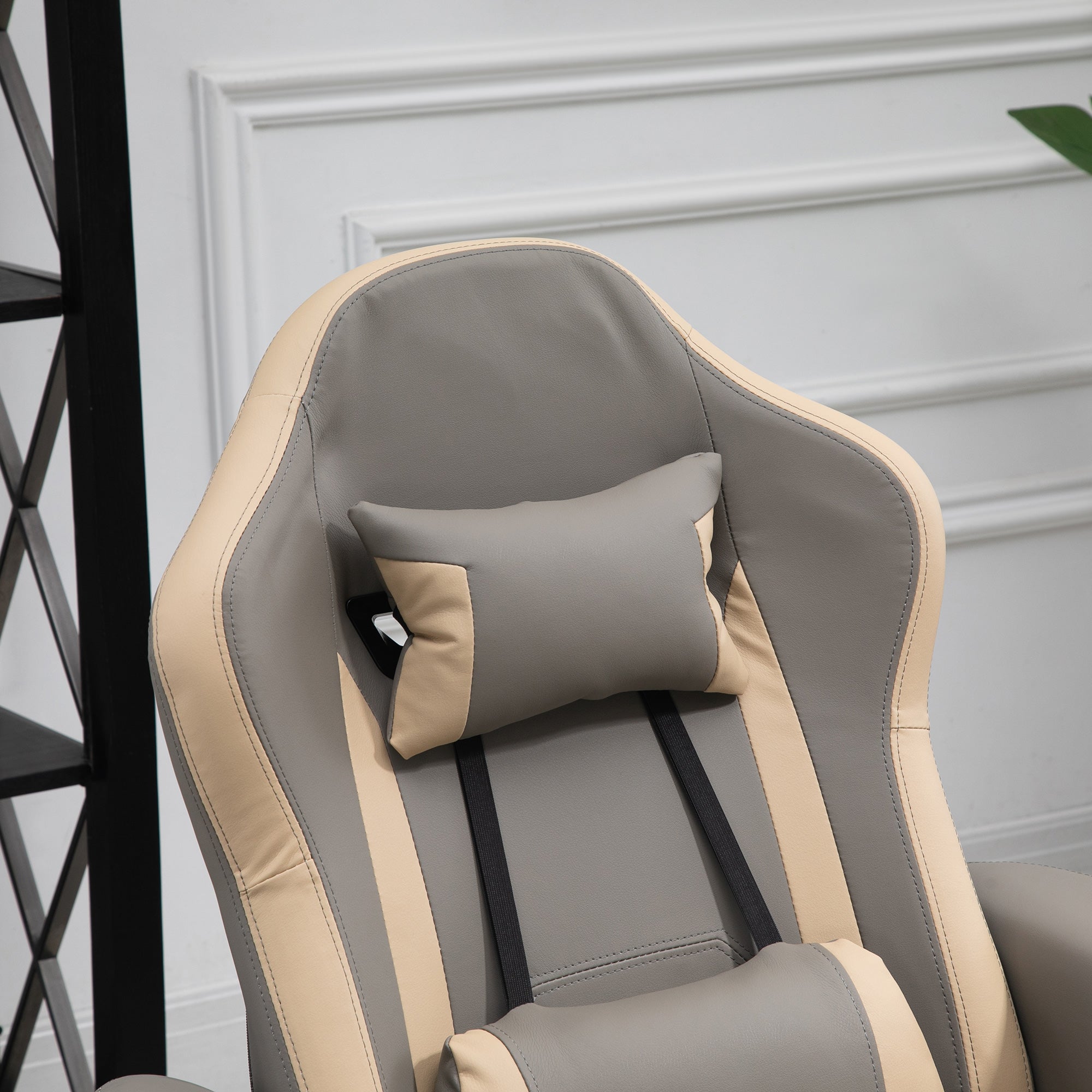 HOMCOM Manual Recliner Armchair PU Leather Lounge Chair w/ Adjustable Leg Rest, 135° Reclining Function, 360° Swivel, Grey - North Peak Garden Furniture