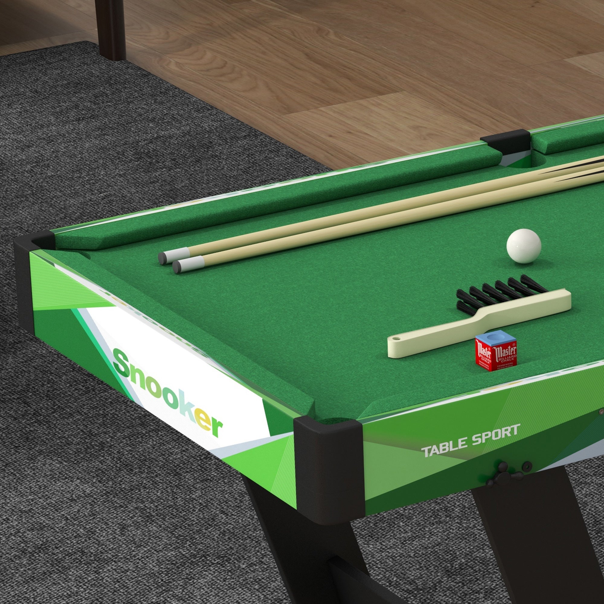 SPORTNOW 104cm Folding Mini Pool Table Set with 2 Cues, 16 Balls, Chalk, Triangle, Brush, Green - North Peak Garden Furniture