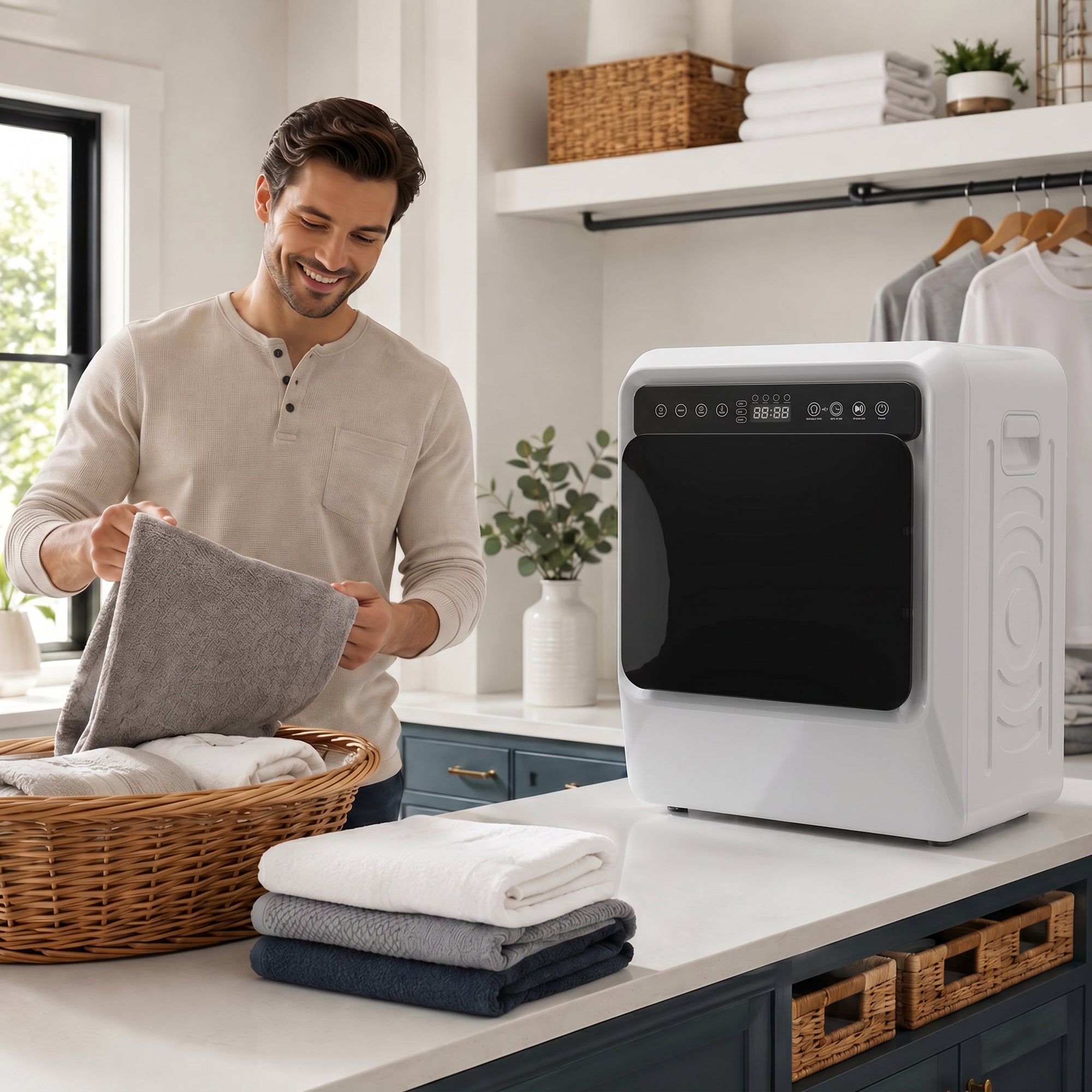 HOMCOM 5kg Vented Tumble Dryer, 1000W Compact Tumble Dryer with Smart Drying, Freestanding Stackable Clothes Drying Machine