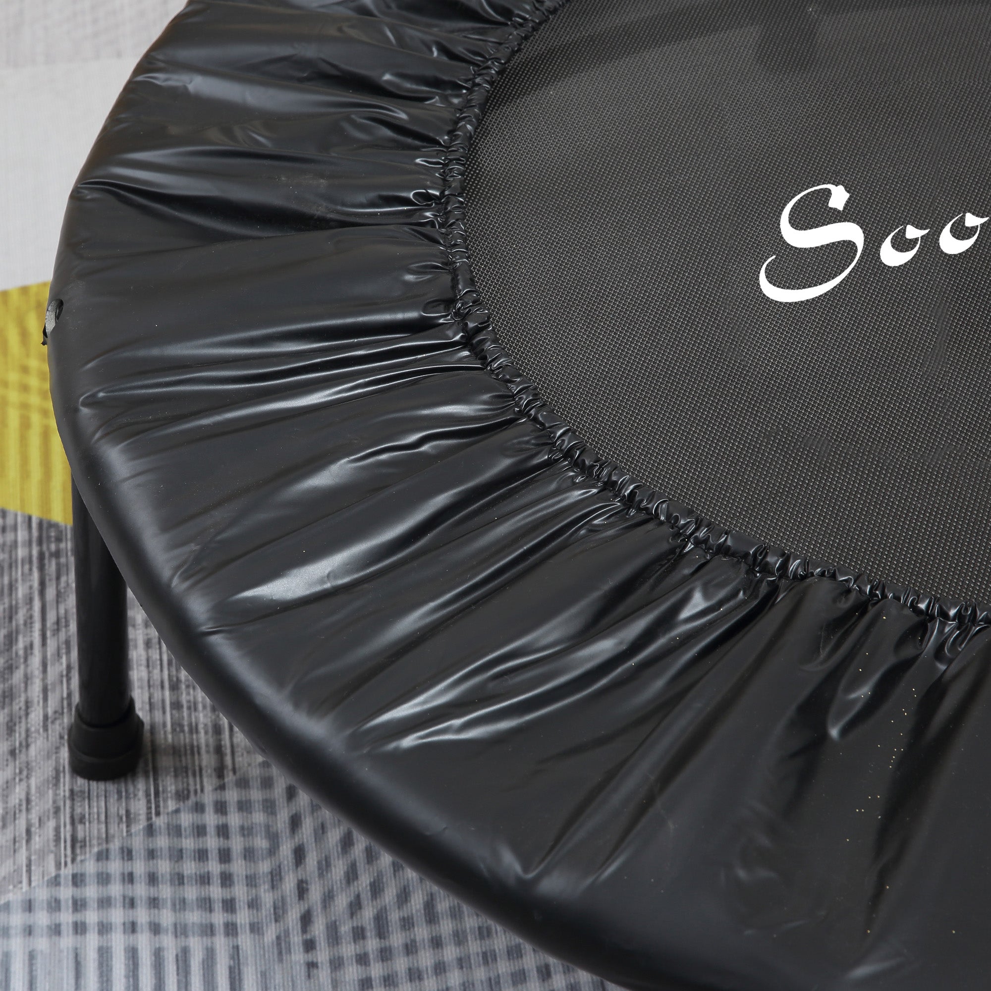 HOMCOM 40'' Fitness Trampoline with Adjustable Handle, Rebounder Trampoline Mini Jumper for Indoor Exercise Workout, Support Up to 100kg, Black - North Peak Garden Furniture