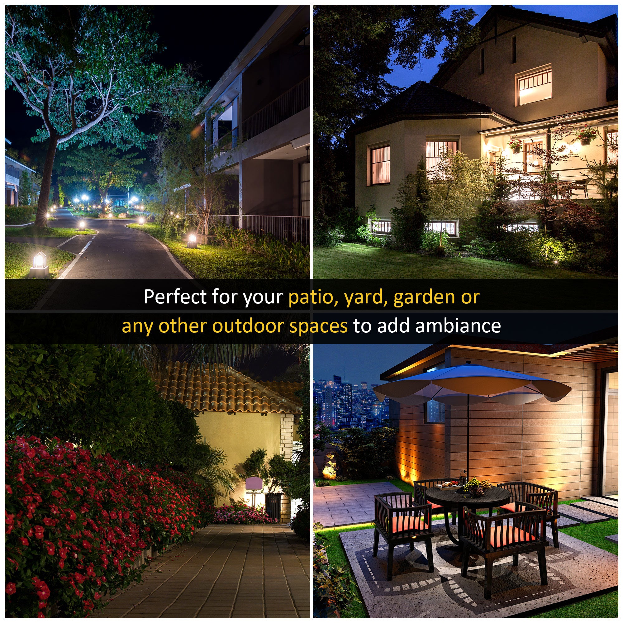 Outsunny 1.9M Garden Lamp Post Light, IP44 Outdoor LED Solar Powered Lantern Lamp with Aluminium Frame for Patio, Pathway and Walkway, Black - North Peak Garden Furniture