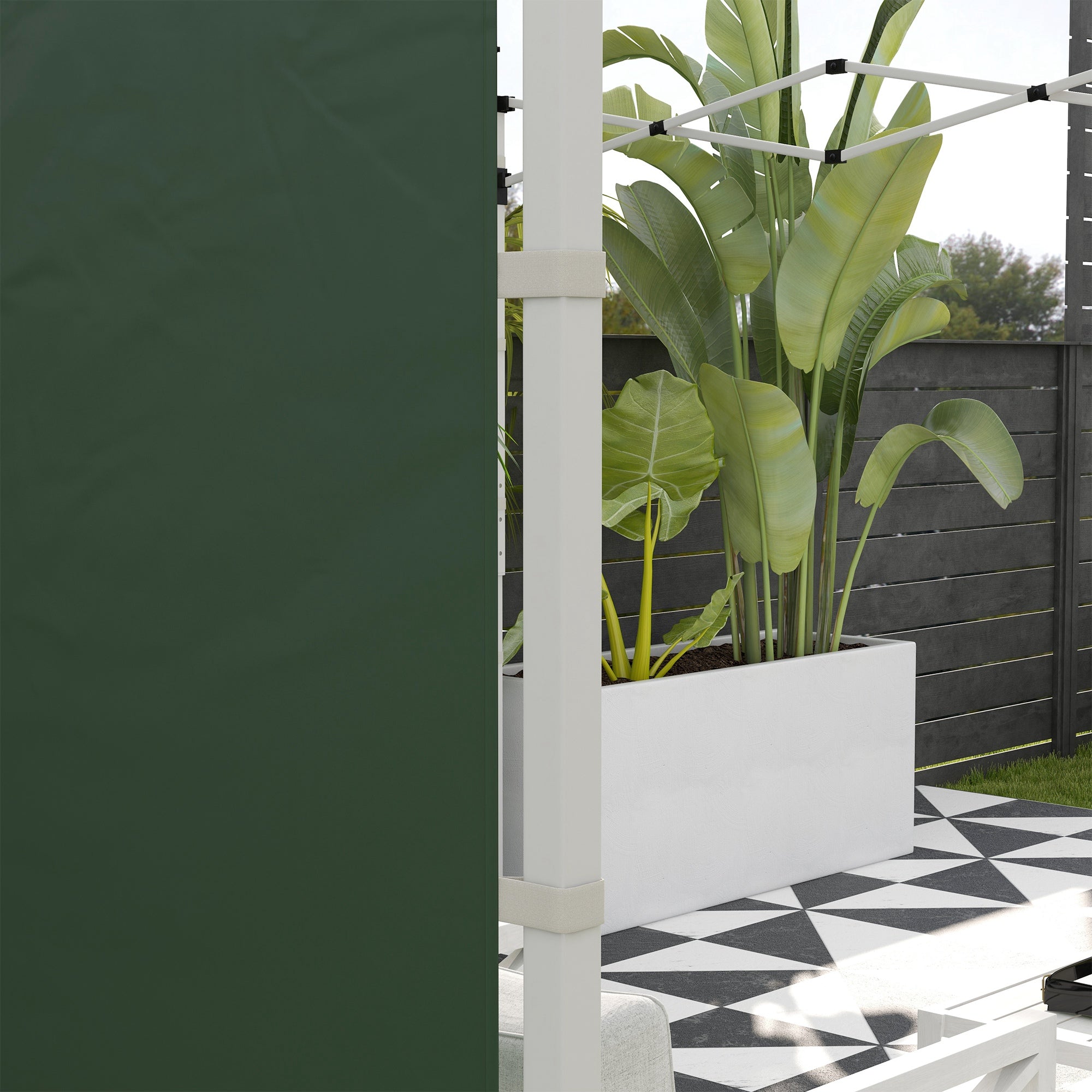 Outsunny Gazebo Side Panels, 2 Pack Sides Replacement, for 3x3(m) or 3x6m Pop Up Gazebo, with Windows and Doors, Green - North Peak Garden Furniture