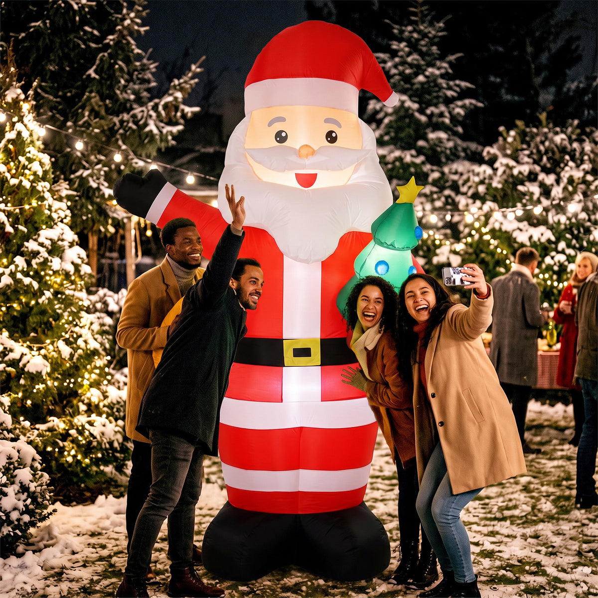 Outsunny Inflatable Christmas Decoration, 8FT Christmas Inflatable Santa with Bright LED Light, Red