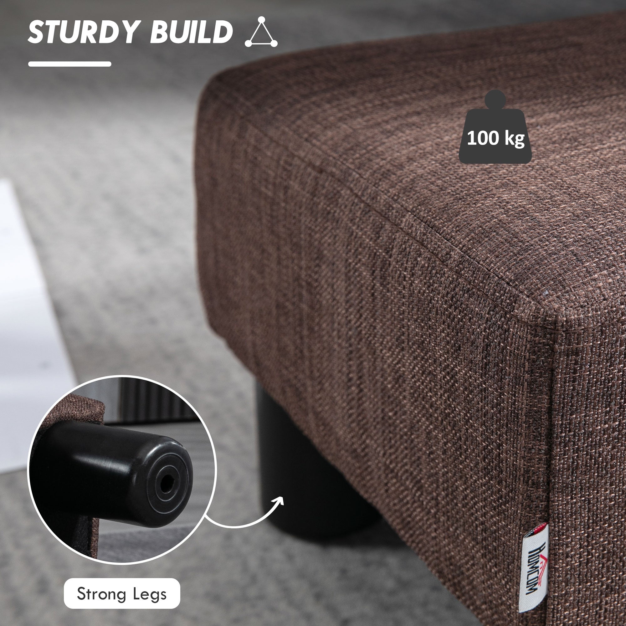 HOMCOM Linen Fabric Footstool Ottoman Cube with 4 Plastic Legs - North Peak Garden Furniture
