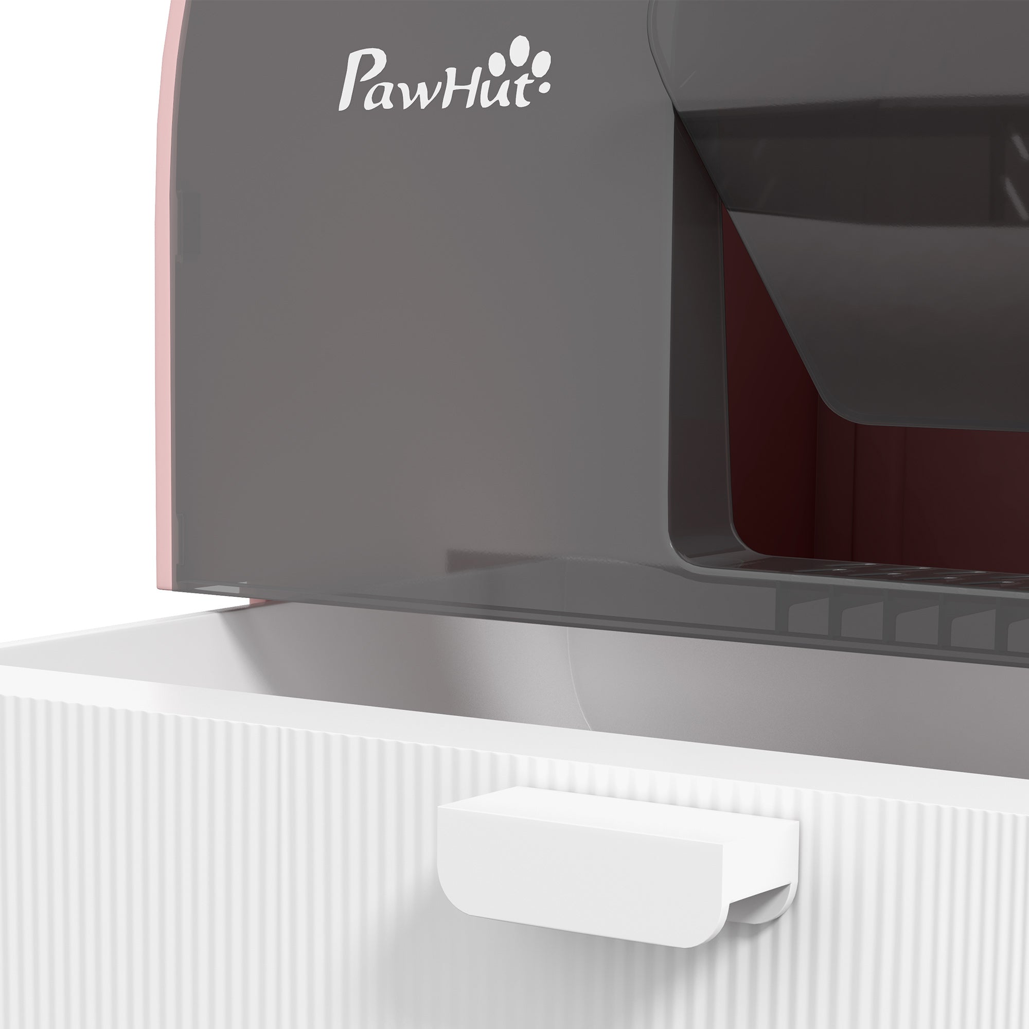 PawHut Hooded Cat Litter Box, Kitten Litter Tray, with Lid, Scoop, Filter, Flap Door, Pink - North Peak Garden Furniture