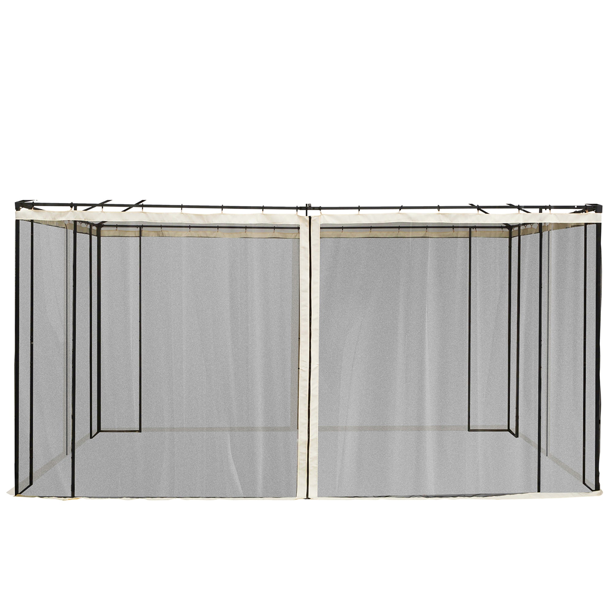 Outsunny 352 x 207cm Universal Replacement Mesh Sidewall Netting for Patio Gazebos and Canopy Tents, (Sidewall Only) Beige - North Peak Garden Furniture