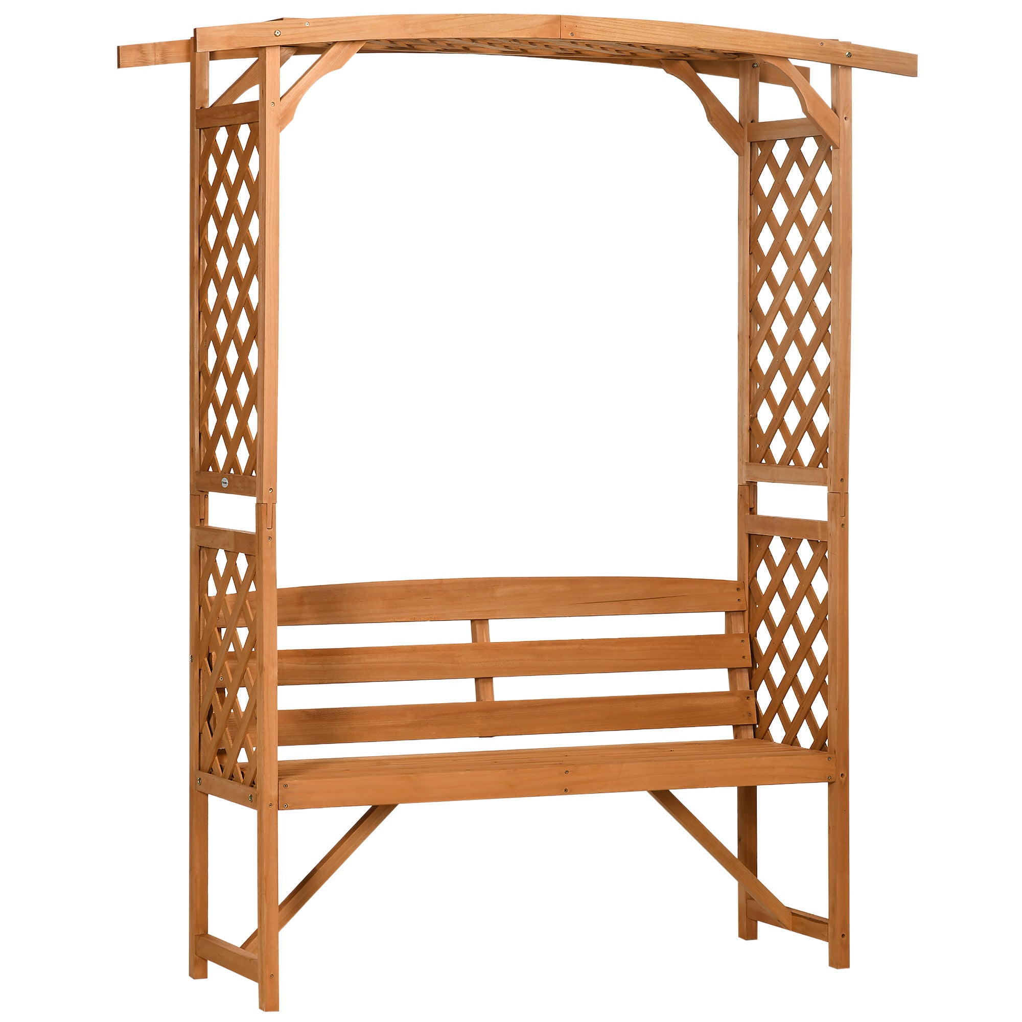 Outsunny Patio Garden Bench, Natural Wooden Garden Arbour with Seat for Vines/Climbing Plants, Natural - North Peak Garden Furniture