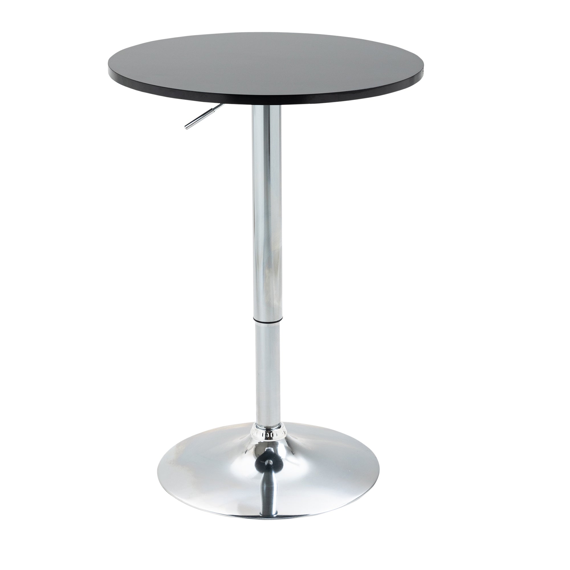 HOMCOM Round Height Adjustable Bar Table Counter Pub Desk with Metal Base for Home Bar, Dining Room, Kitchen, Black - North Peak Garden Furniture