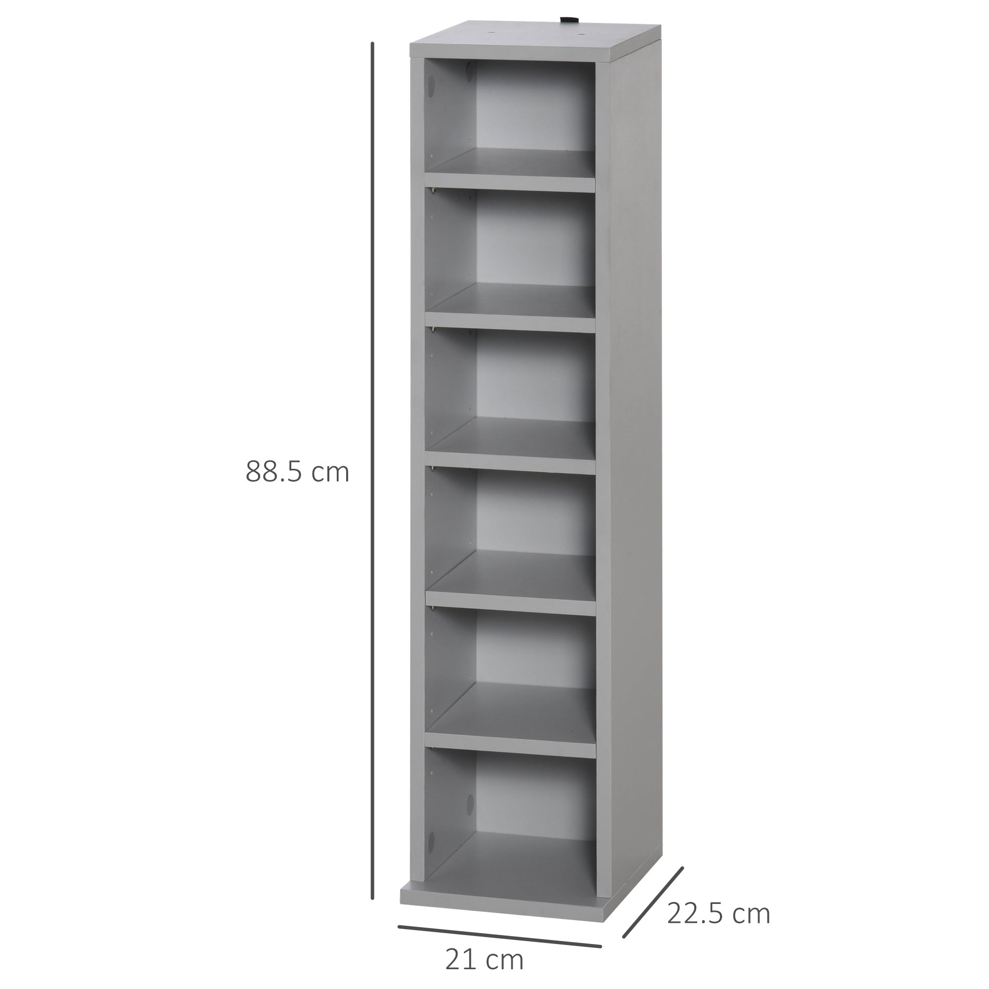 HOMCOM 204 CD Media Display Shelf Unit Set of 2 Blu-Ray Tower Rack w/ Adjustable Shelves Bookcase Storage Organiser, Grey